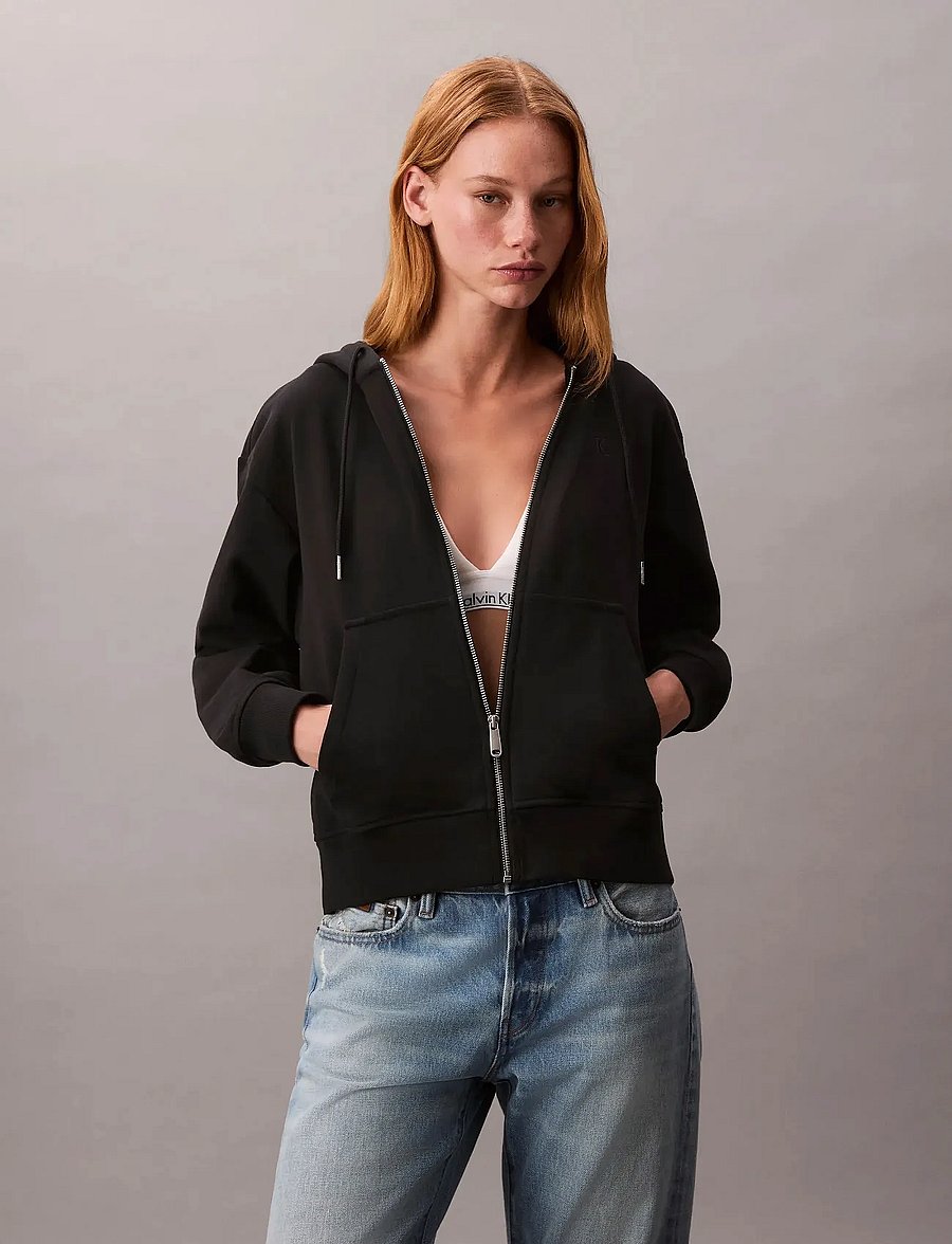 Calvin Klein Jeans - ARCHIVE LOGO FRENCH TERRY FZ HOO - kapuzenpullover - black - 2