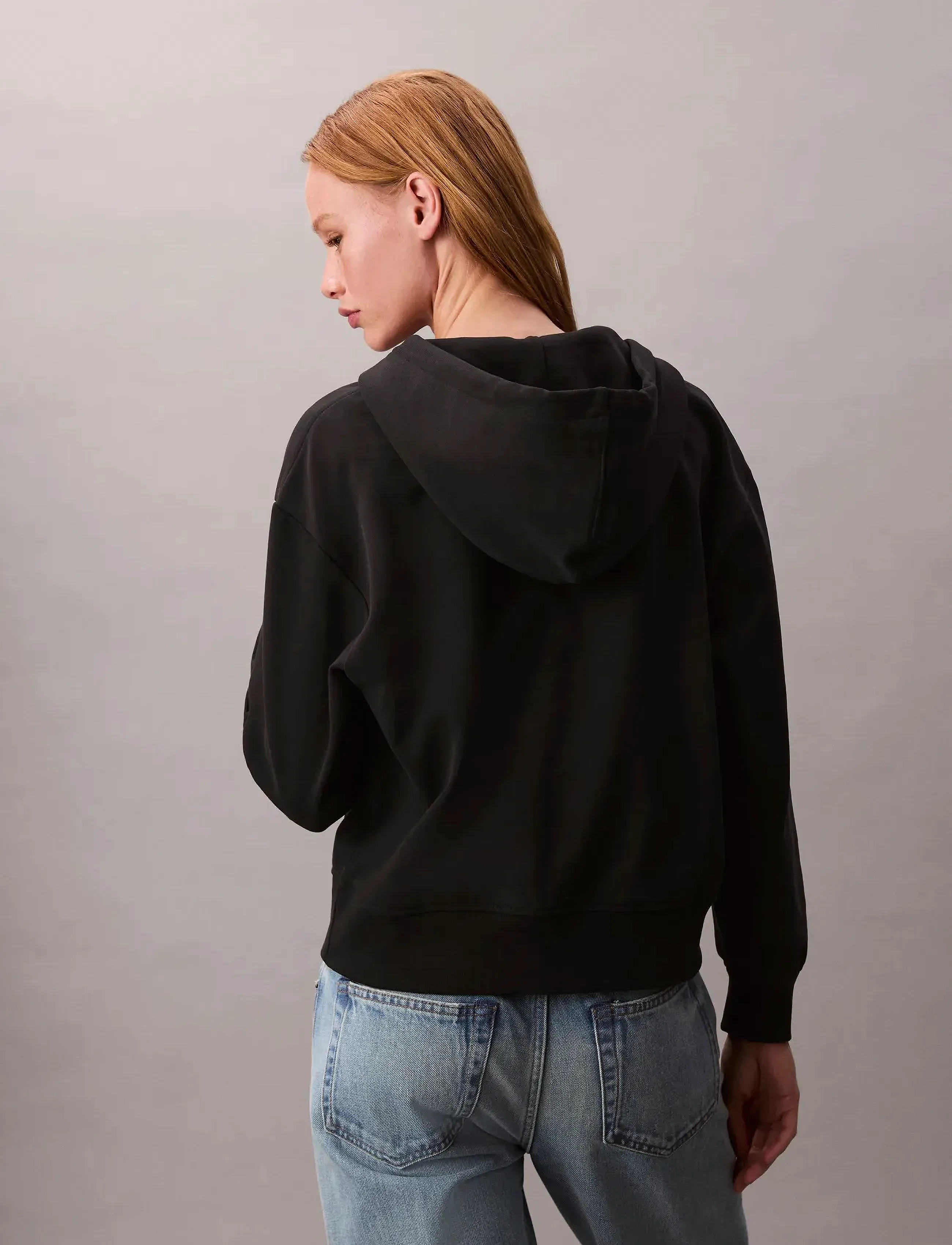 Calvin Klein Jeans - ARCHIVE LOGO FRENCH TERRY FZ HOO - hættetrøjer - black - 4