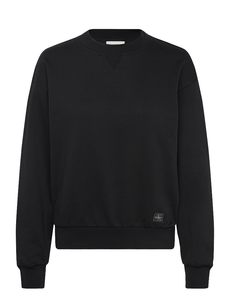 Calvin Klein Jeans - A- LS BADGE LOGO TERRY CREW NK - mid layer jackets - black - 0