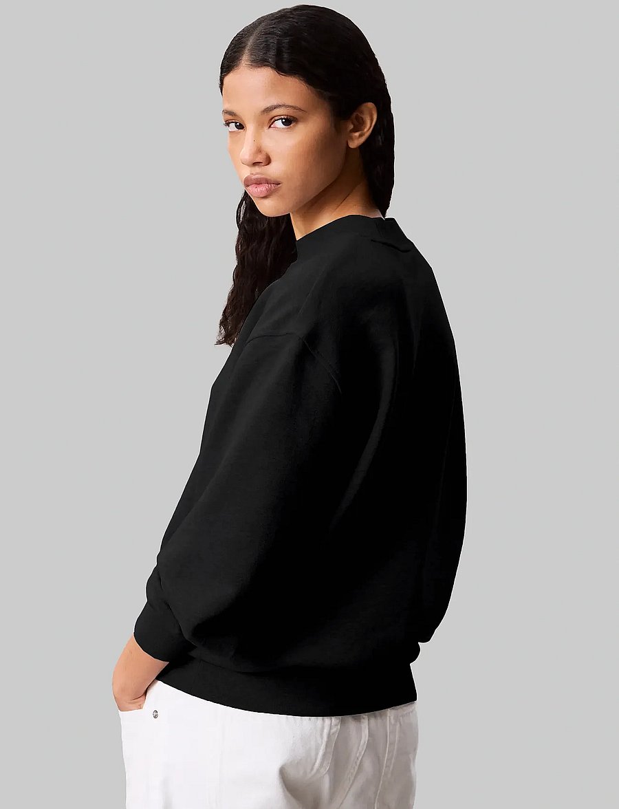 Calvin Klein Jeans - A- LS BADGE LOGO TERRY CREW NK - hverdags stil - black - 4