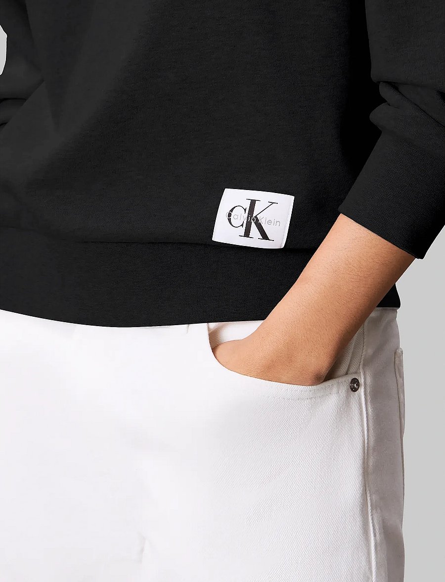 Calvin Klein Jeans - A- LS BADGE LOGO TERRY CREW NK - hverdags stil - black - 5