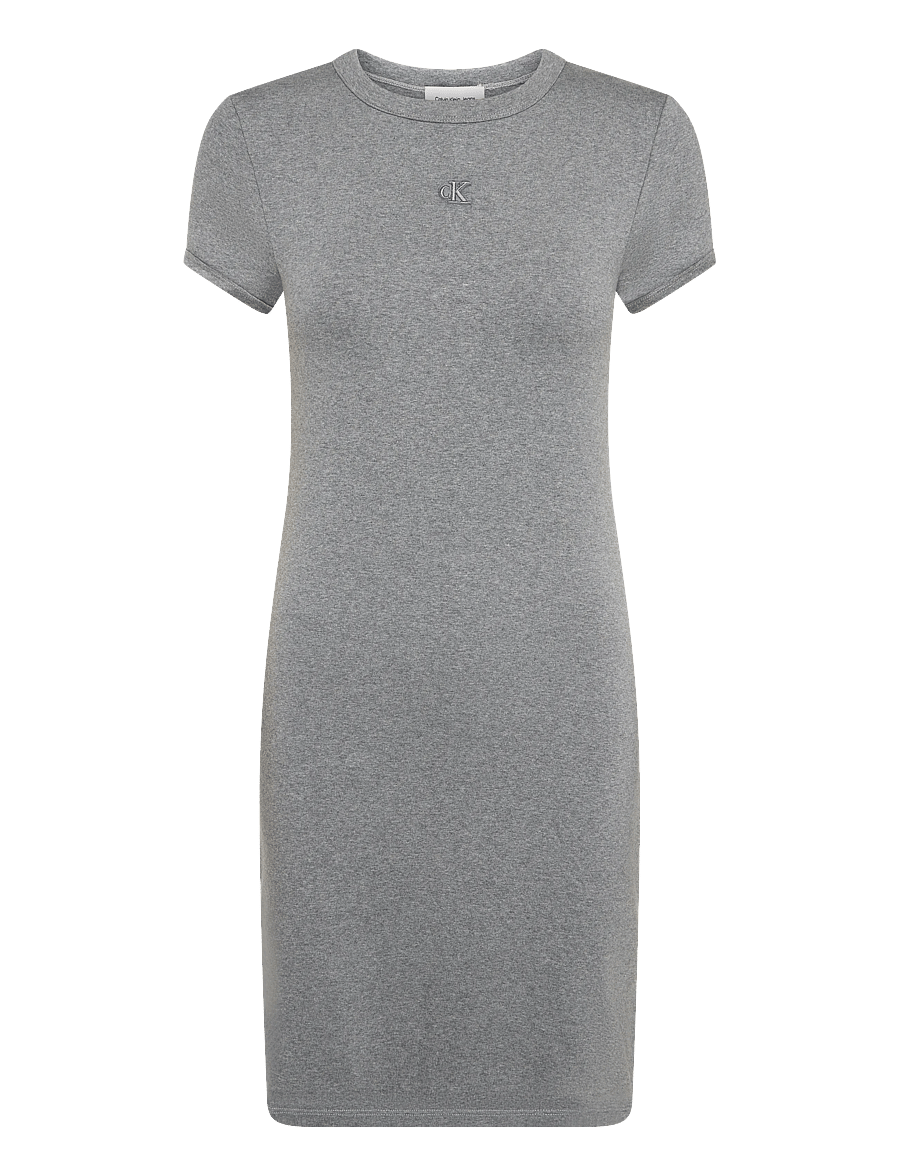 Calvin Klein Jeans - SS CTN CONTOUR 1X1 RIB SS MINI D - t-shirt-kleider - med gray heather - 1