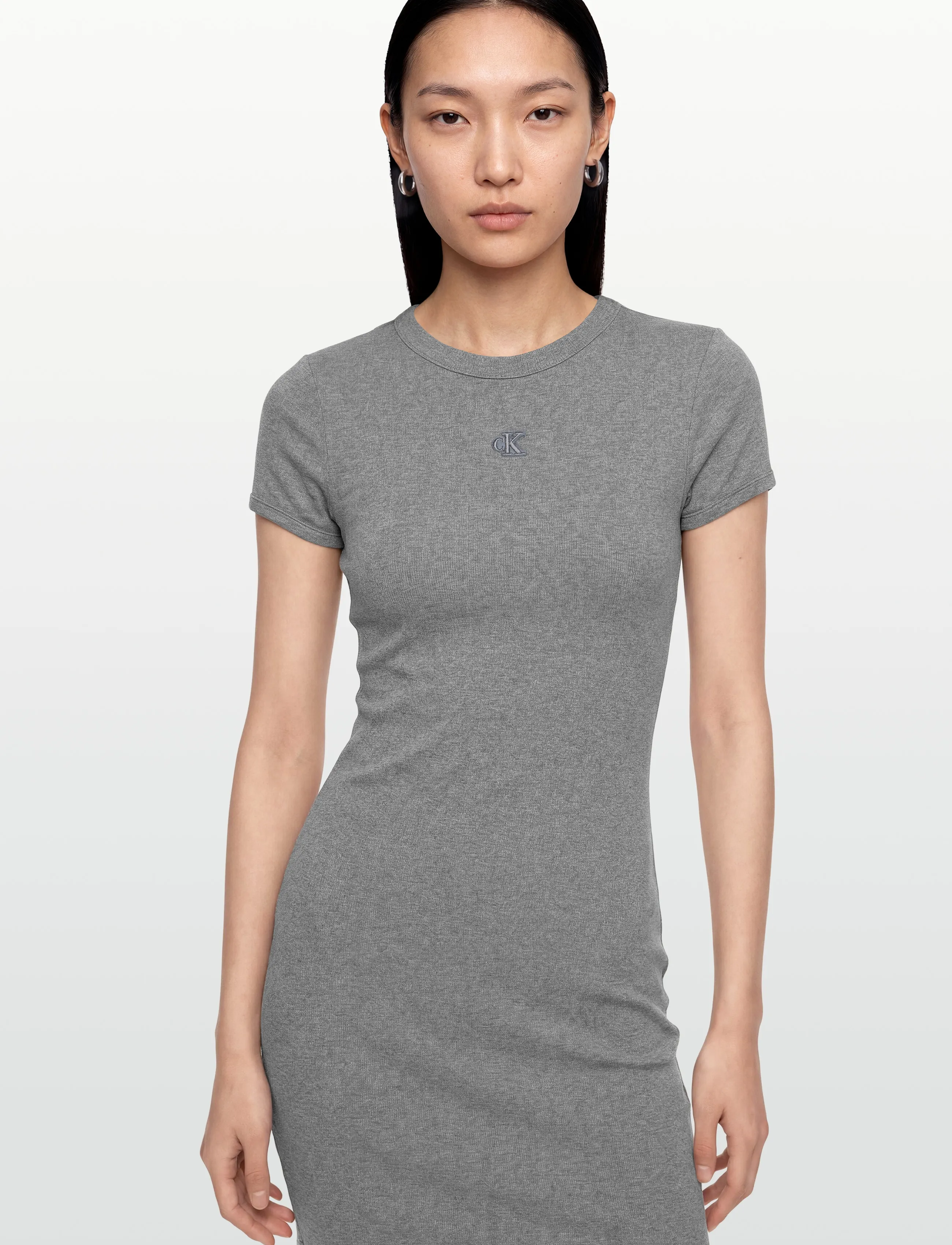 Calvin Klein Jeans - SS CTN CONTOUR 1X1 RIB SS MINI D - t-shirtkjoler - med gray heather - 3