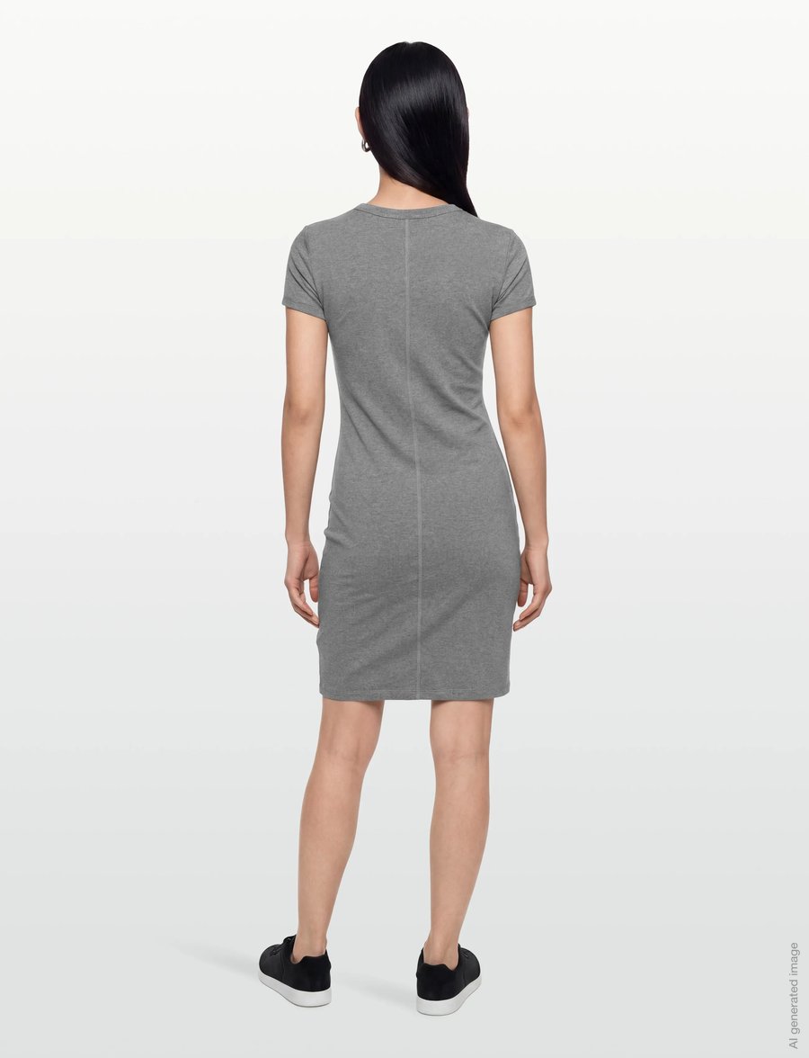 Calvin Klein Jeans - SS CTN CONTOUR 1X1 RIB SS MINI D - t-shirt-kleider - med gray heather - 4