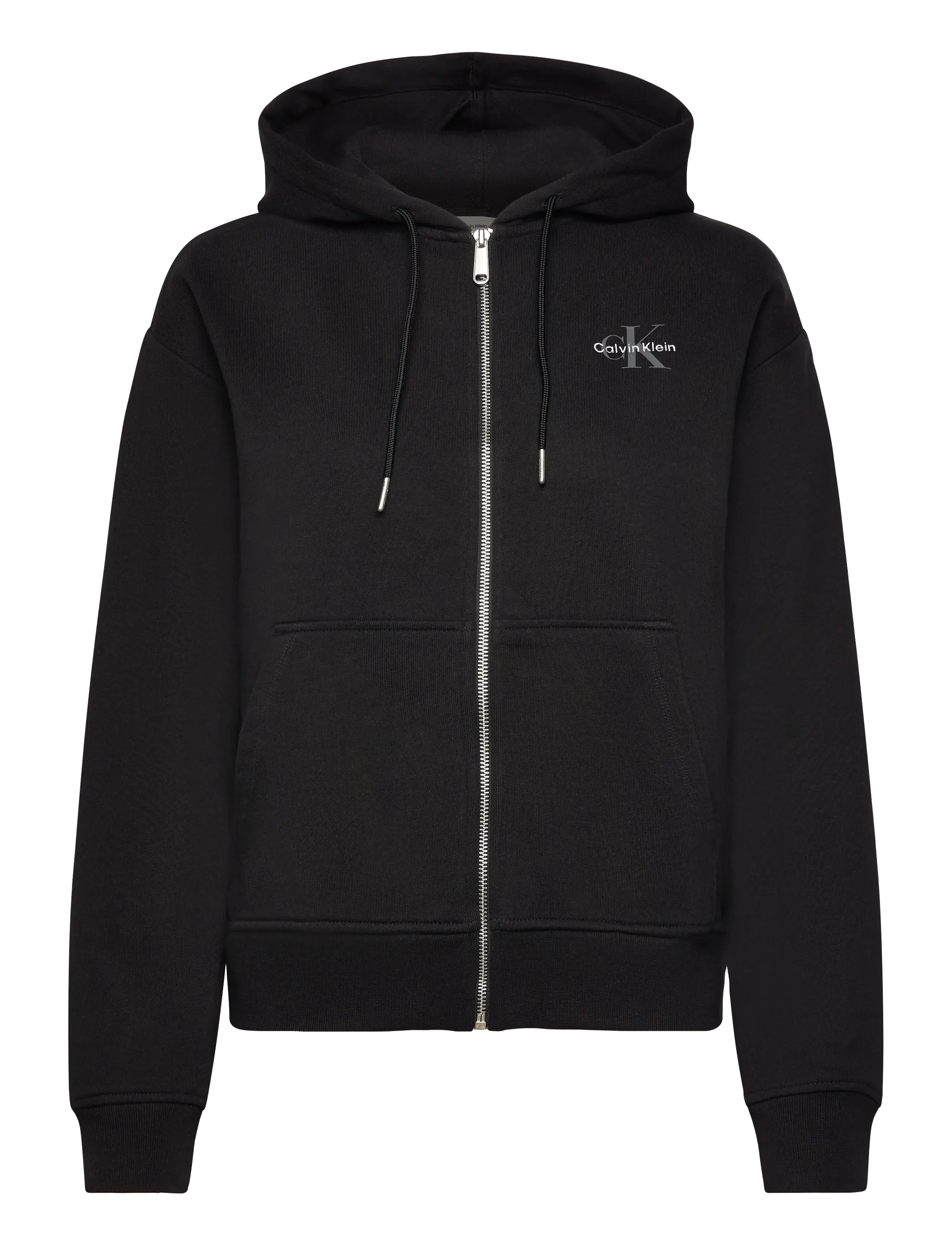 Calvin Klein Jeans MONOLOGO FRENCH TERRY FZ BF HOOD - Hættetrøjer - BLACK / black