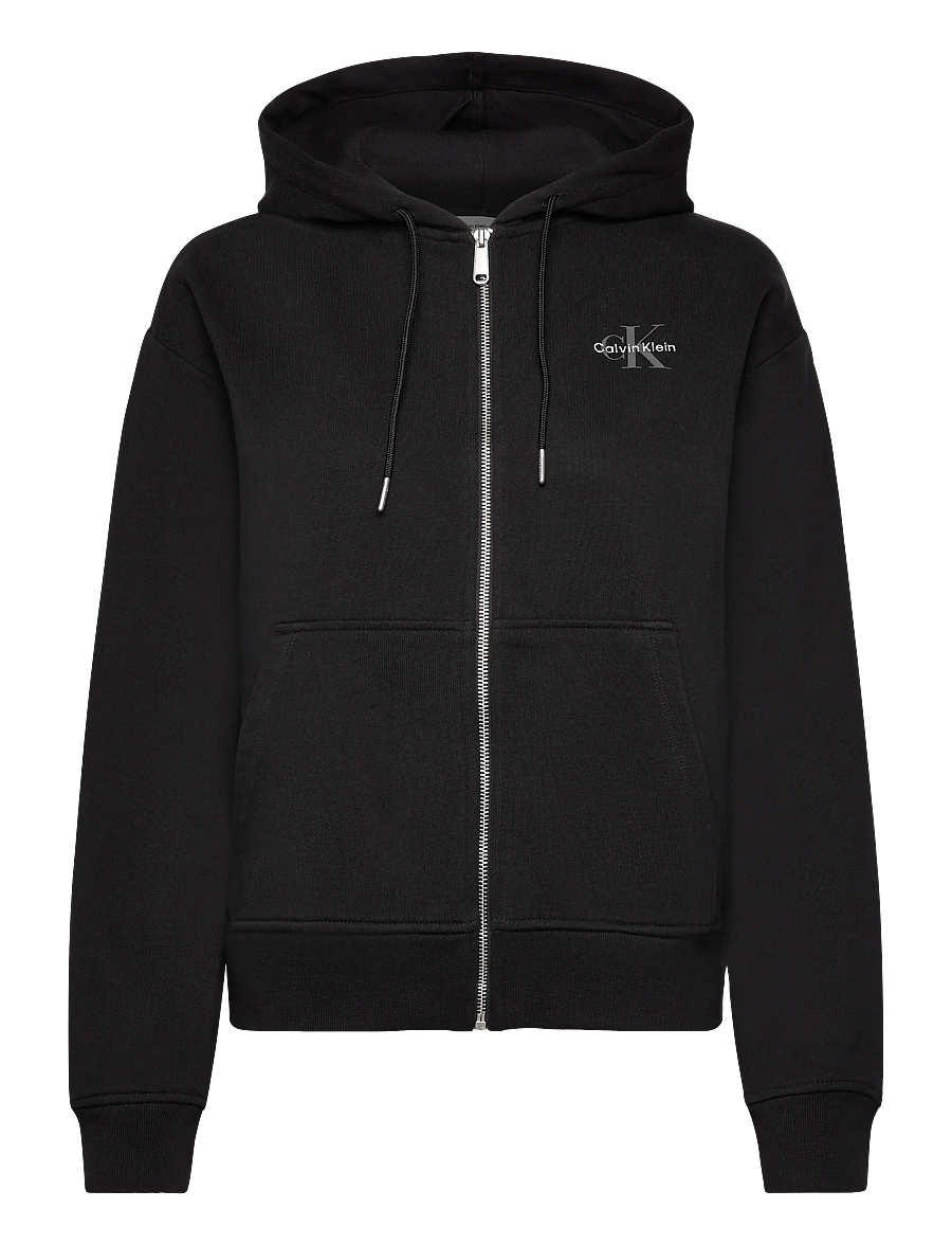Calvin Klein Jeans - LS MONOLOGO F TERRY FZ BF HOODIE - hættetrøjer - black - 1