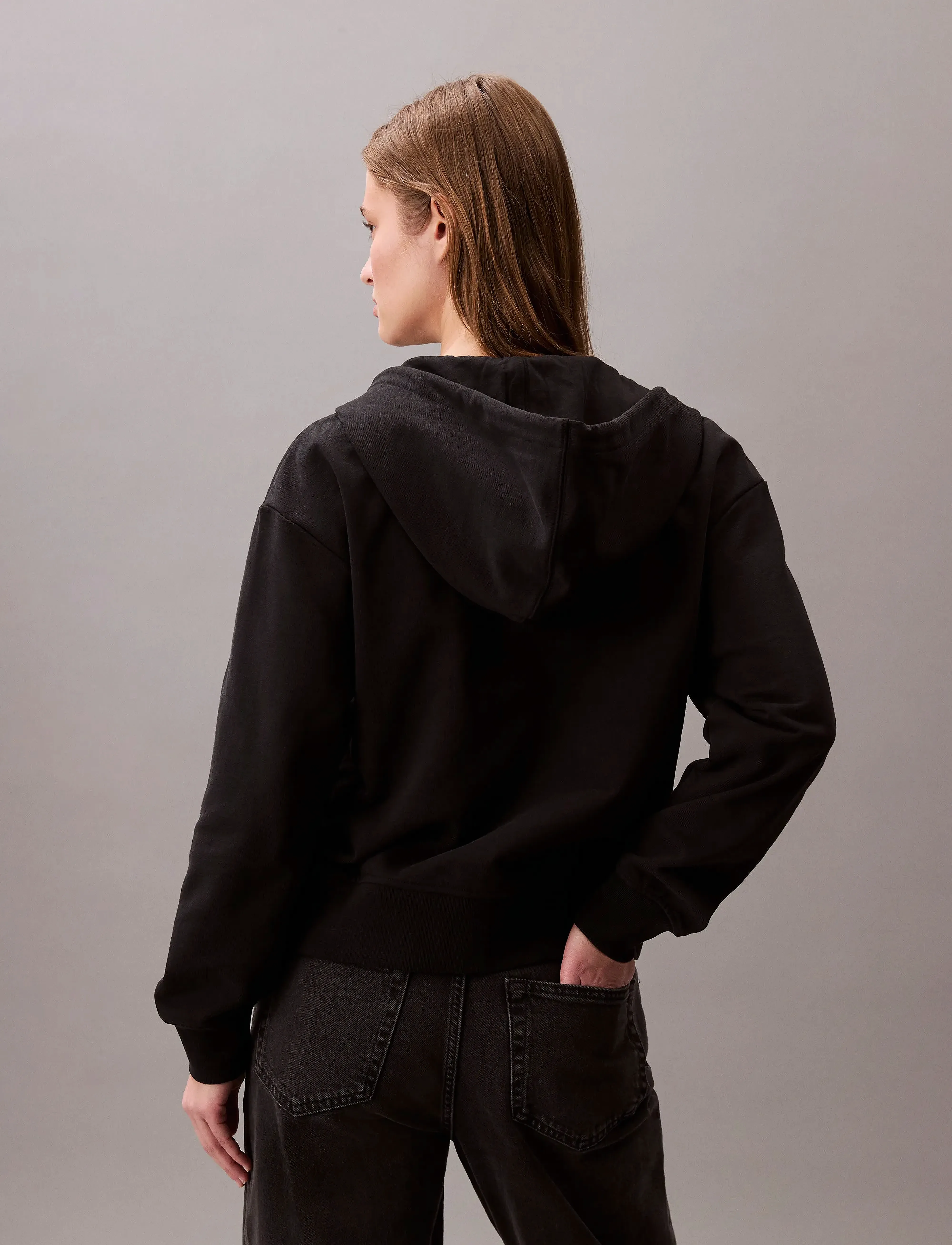 Calvin Klein Jeans - LS MONOLOGO F TERRY FZ BF HOODIE - hættetrøjer - black - 5