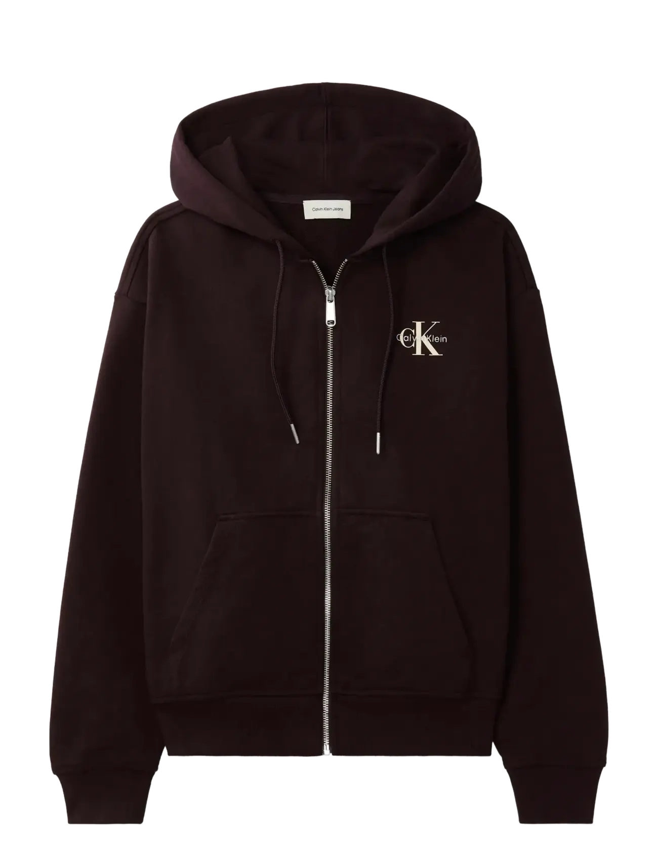 Calvin Klein Jeans MONOLOGO FRENCH TERRY FZ BF HOOD - Klær - MOCHA BROWN / burgundy