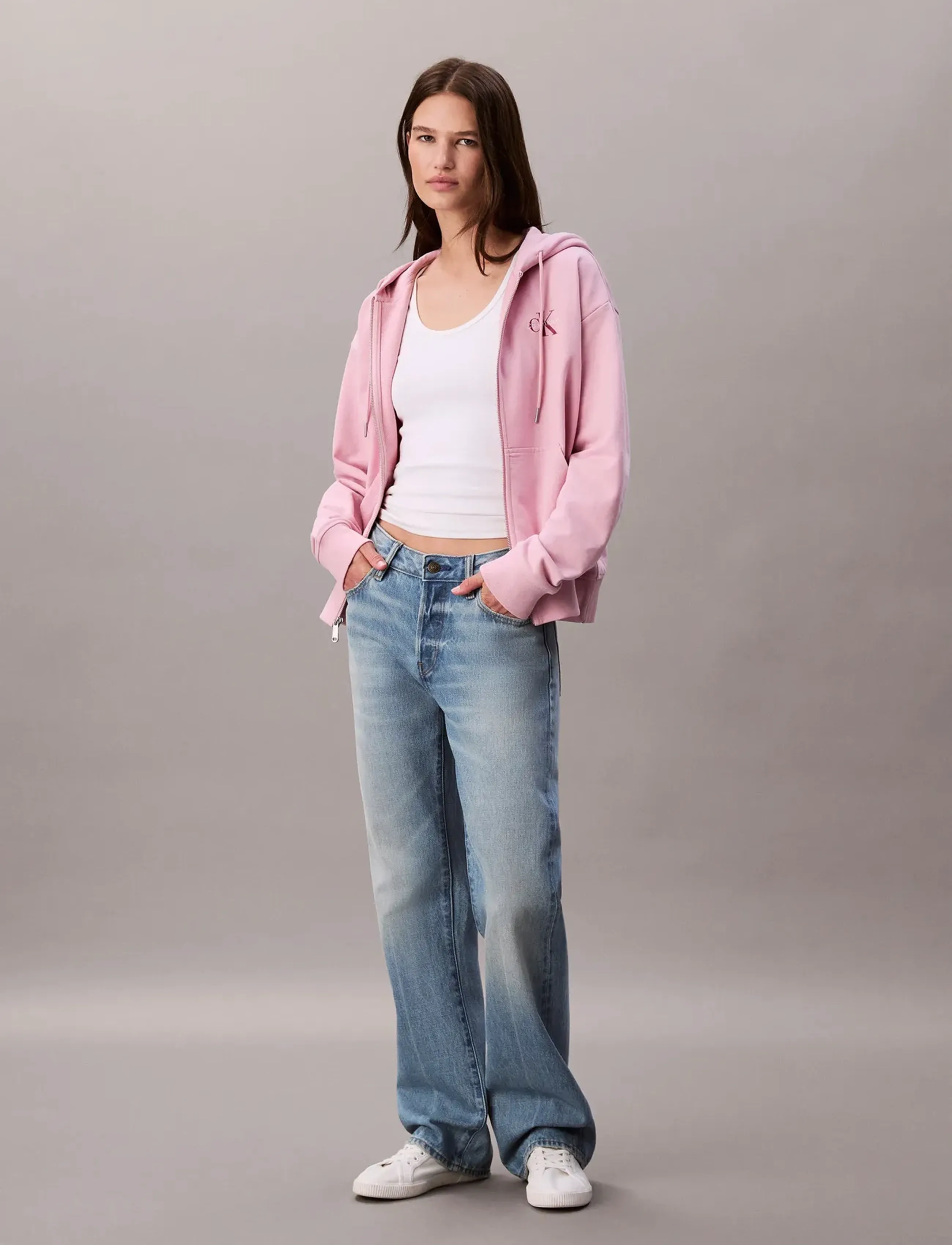 Calvin Klein Jeans - LS MONOLOGO F TERRY FZ BF HOODIE - hættetrøjer - pink nectar - 4