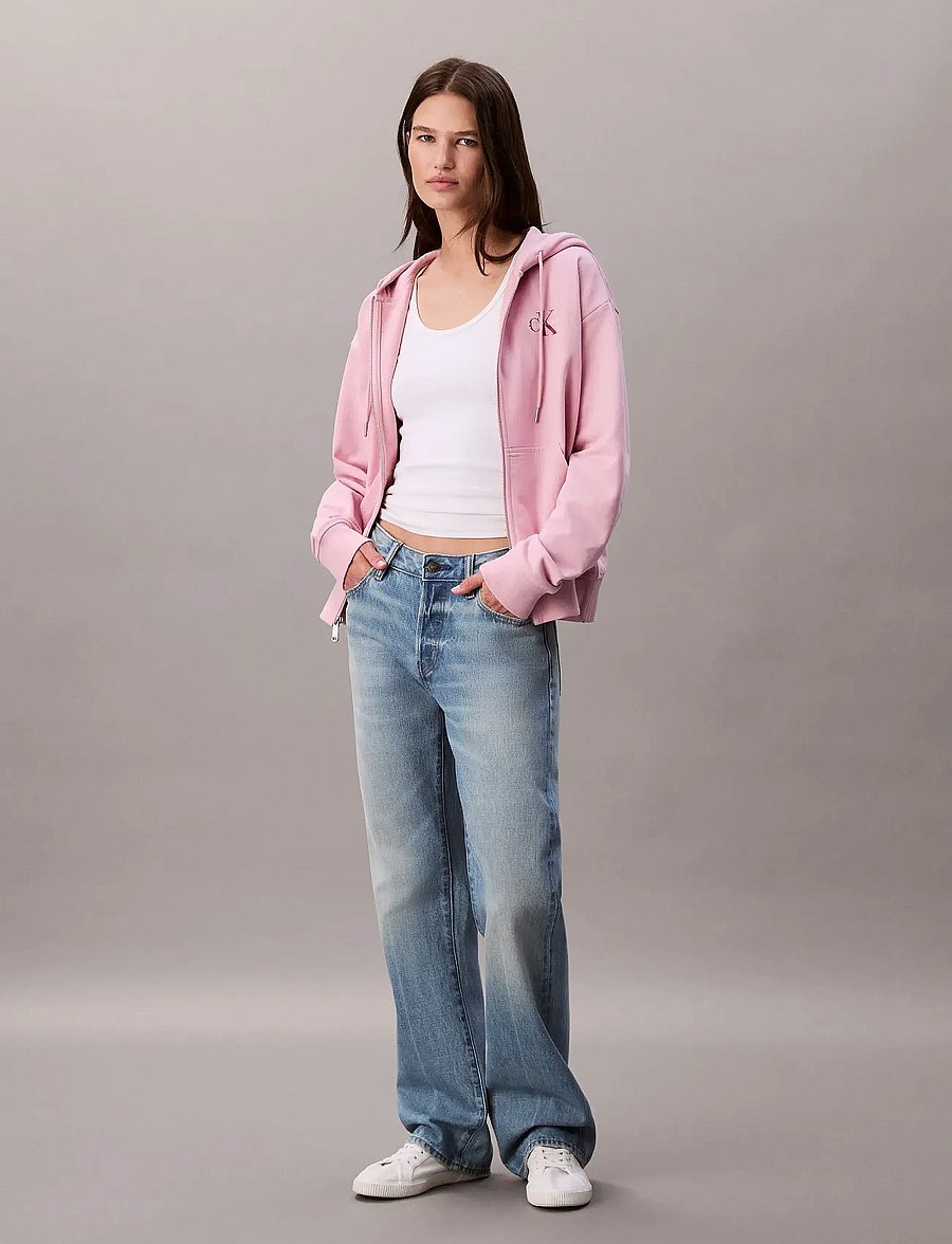 Calvin Klein Jeans - LS MONOLOGO F TERRY FZ BF HOODIE - hættetrøjer - pink nectar - 4