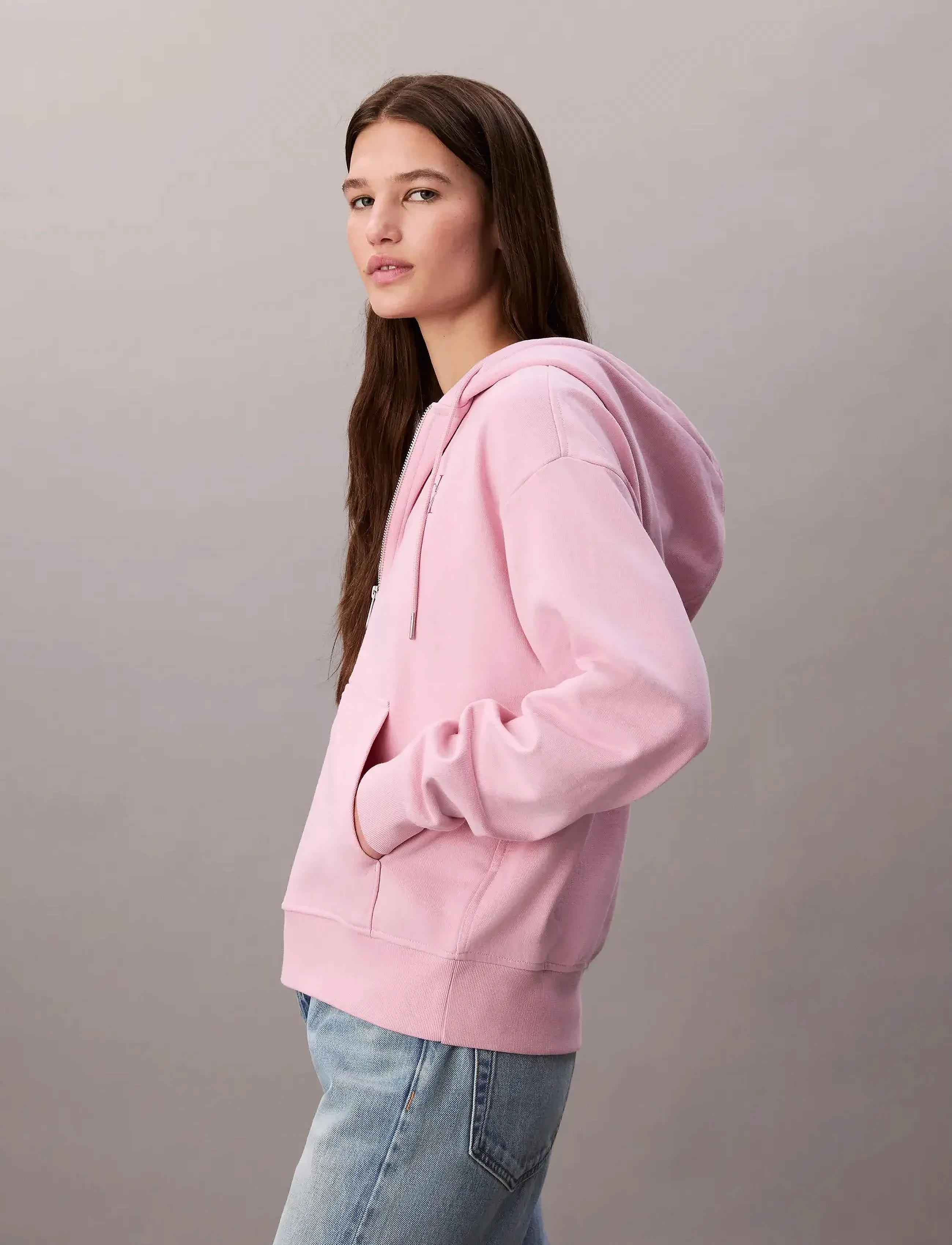 Calvin Klein Jeans Ls Monologo F Terry Fz Bf Hoodie dam – bild 5