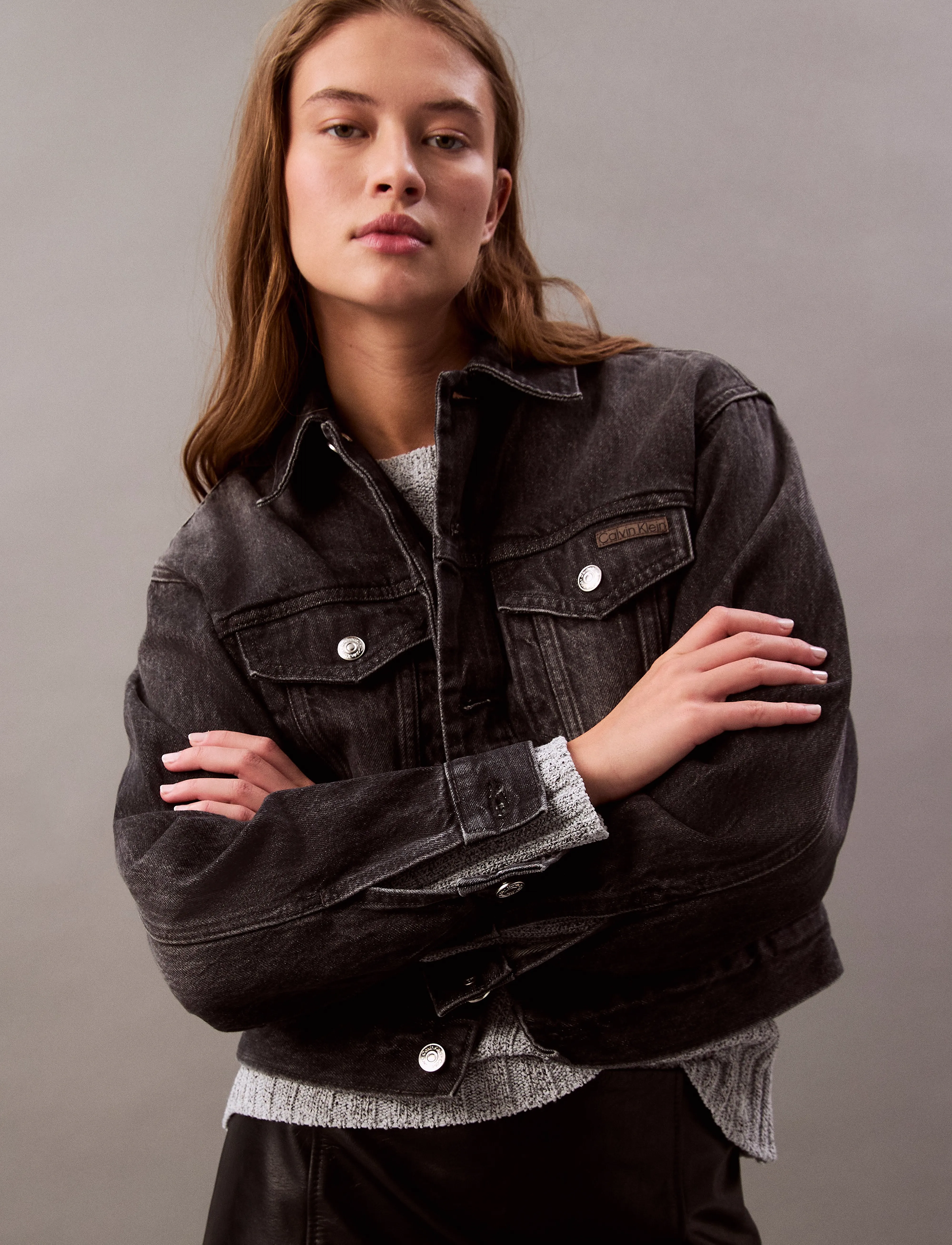 Calvin Klein Jeans 90s TRUCKER BLACK FOG - Jakker - BLACK FOG / black