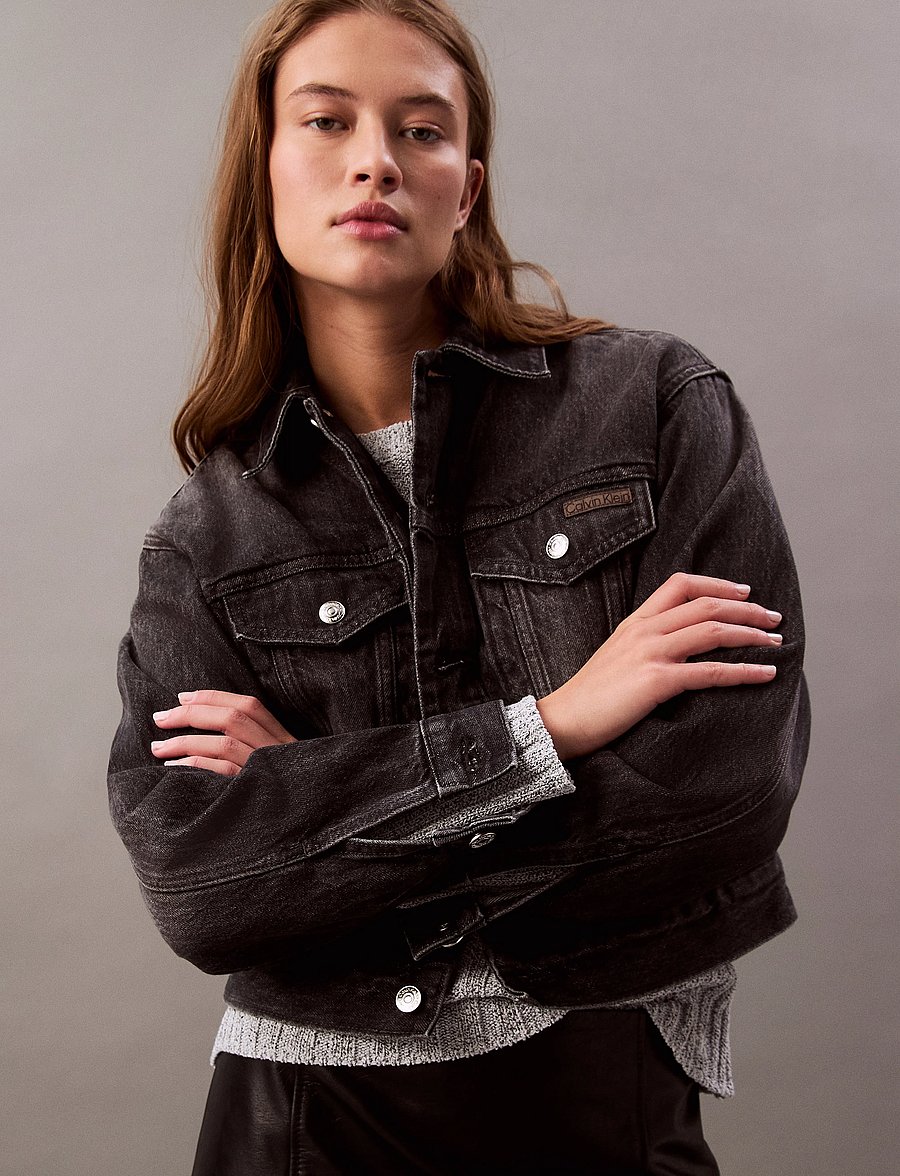 Calvin Klein Jeans - 90s TRUCKER BLACK FOG - frühlingsjacken - black fog - 0