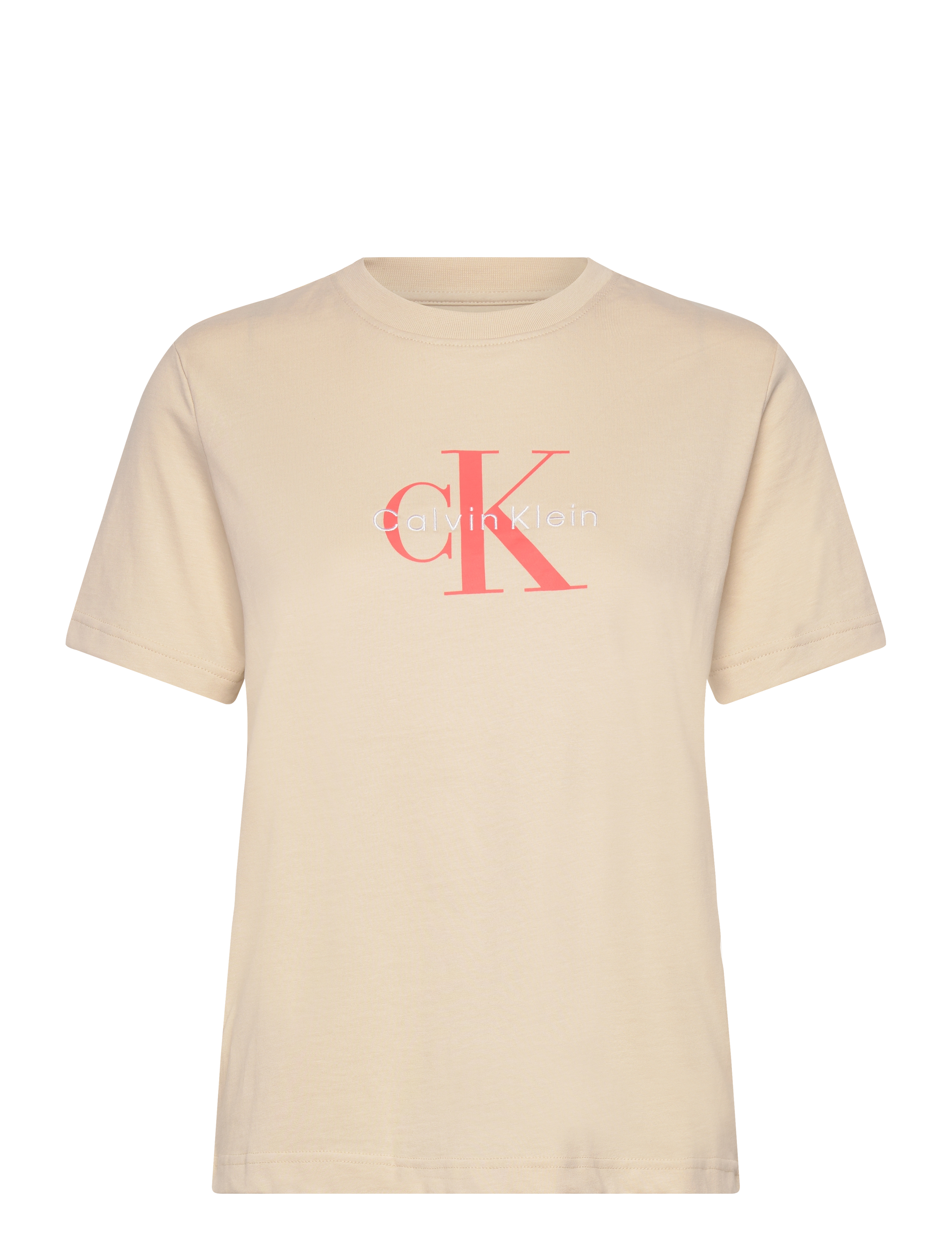 Calvin Klein Jeans HERO SS CLASSIC MONOLOGO CNECK T - Clothing - BRAZILIAN SAND / beige