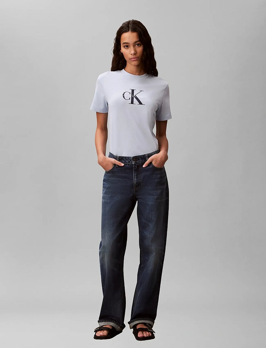 Calvin Klein Jeans - HERO SS CLASSIC MONOLOGO CNECK T - t-shirts - breezy blue - 0