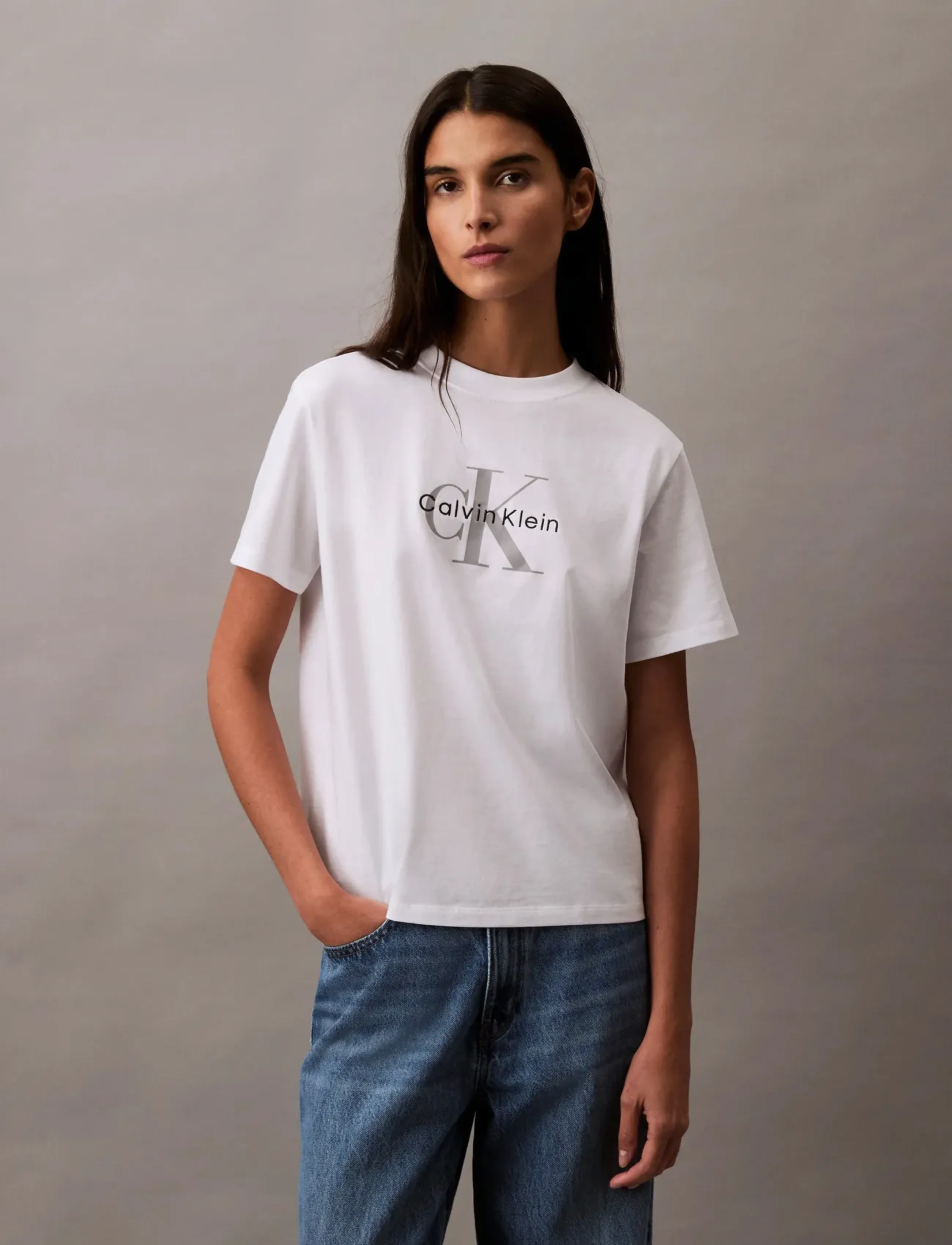 Calvin Klein Jeans HERO SS CLASSIC MONOLOGO CNECK T - T-shirts - BRIGHT WHITE / white