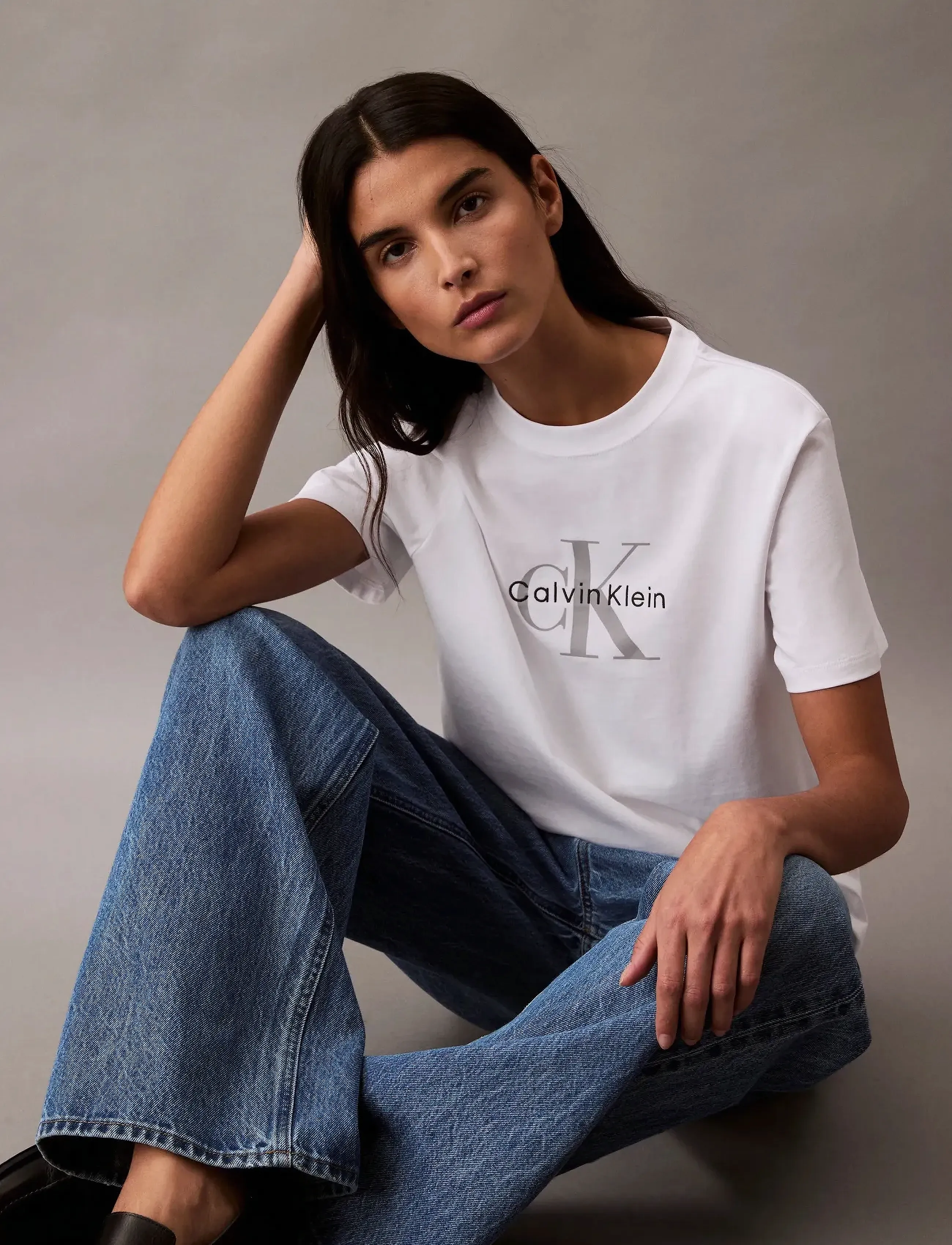 Calvin Klein Jeans - HERO SS CLASSIC MONOLOGO CNECK T - herbstliche kleidung - bright white - 3