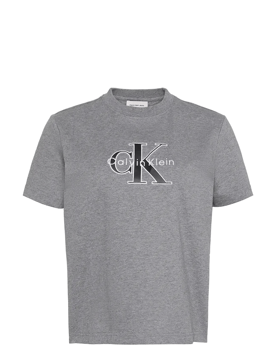 Calvin Klein Jeans - HERO SS CLASSIC MONOLOGO CNECK T - t-shirts - med grey heather - 1