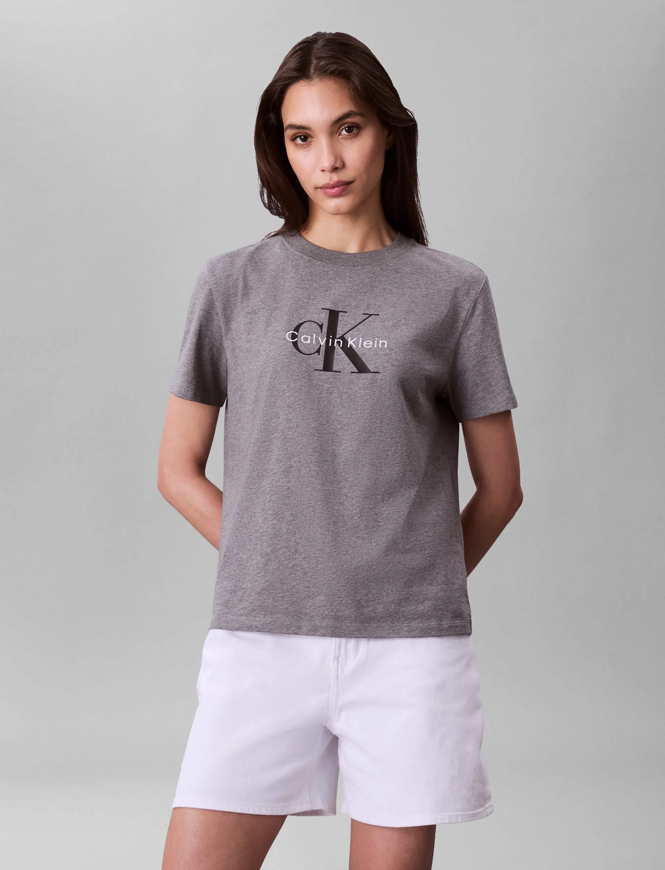 Calvin Klein Jeans - HERO SS CLASSIC MONOLOGO CNECK T - t-shirts - med grey heather - 3