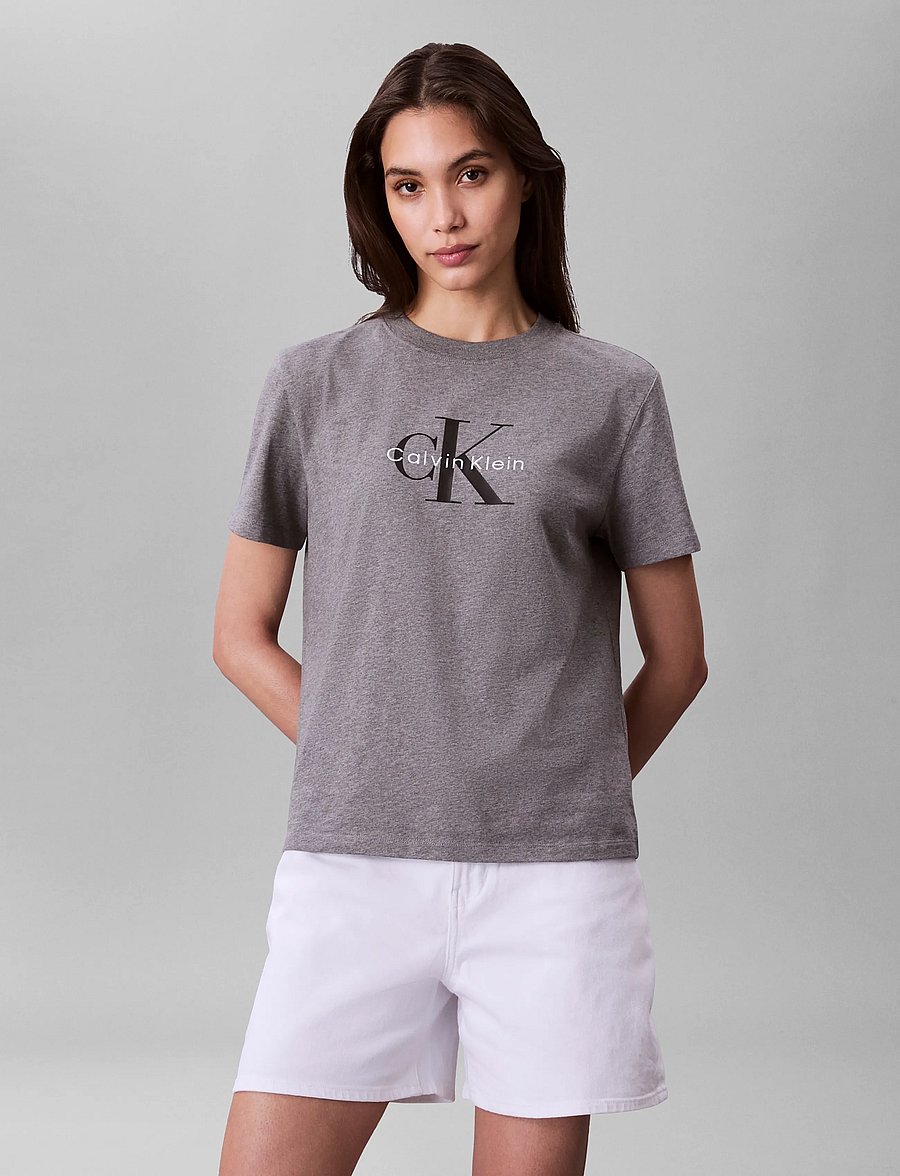 Calvin Klein Jeans - HERO SS CLASSIC MONOLOGO CNECK T - t-shirts - med grey heather - 3