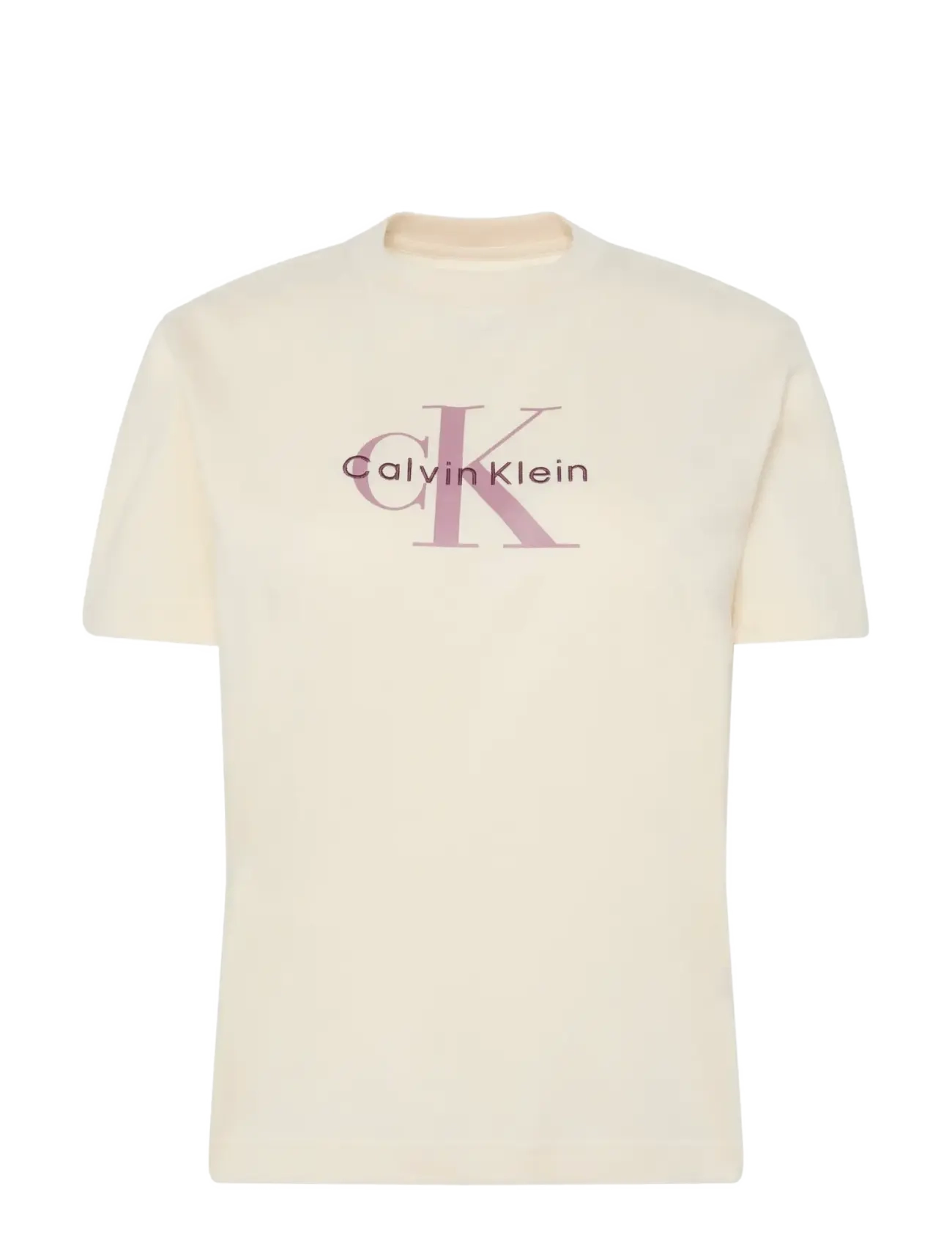 Calvin Klein Jeans HERO SS CLASSIC MONOLOGO CNECK T - Tøj - TOFU / cream