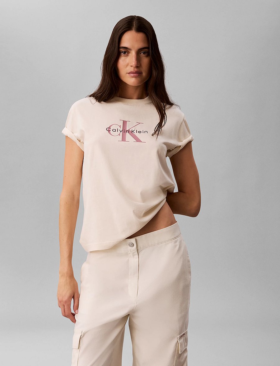 Calvin Klein Jeans - HERO SS CLASSIC MONOLOGO CNECK T - t-shirts - tofu - 3