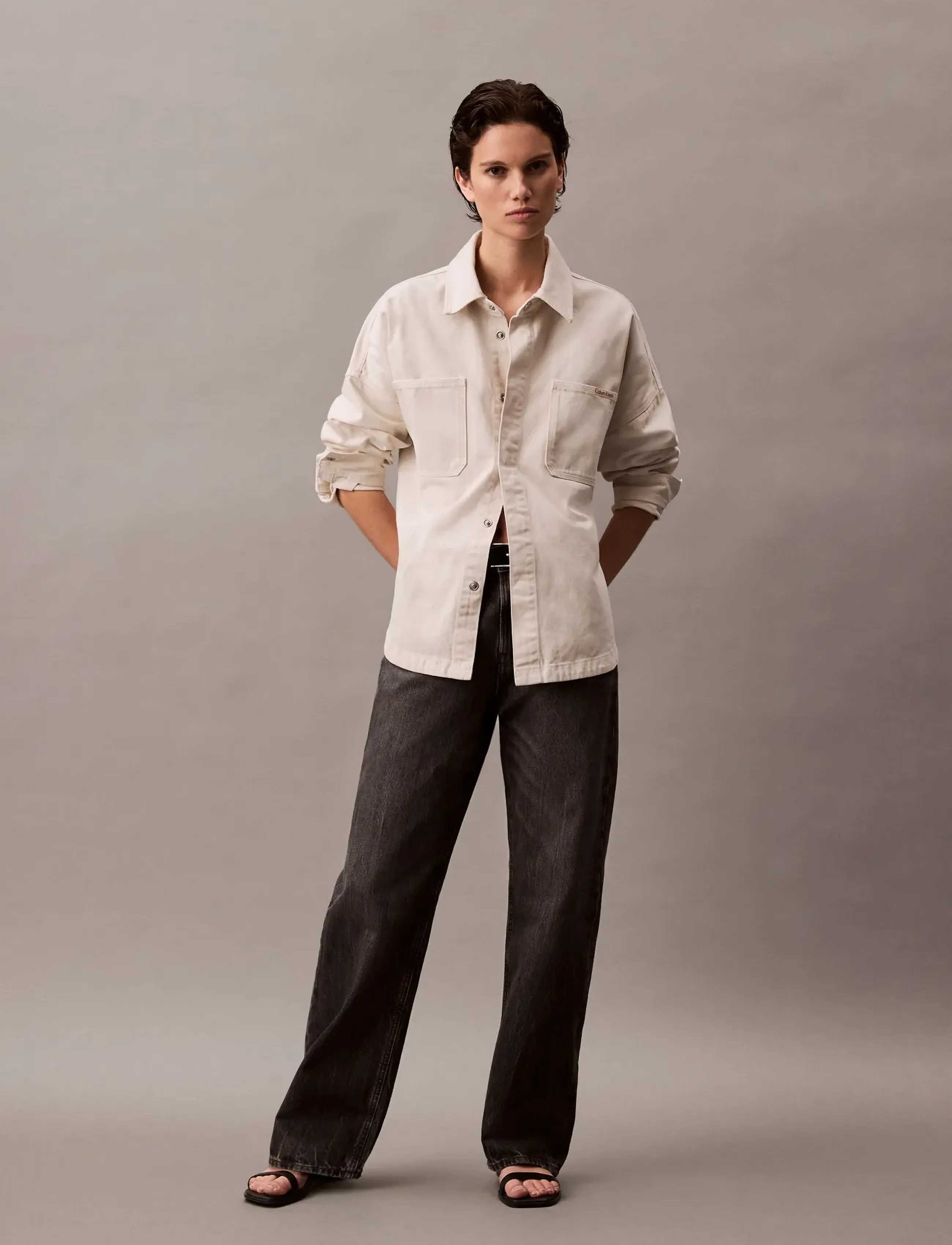 Calvin Klein Jeans SIGNATURE 90s STRAIGHT BLACK FOG - Raka jeans - BLACK FOG / grey