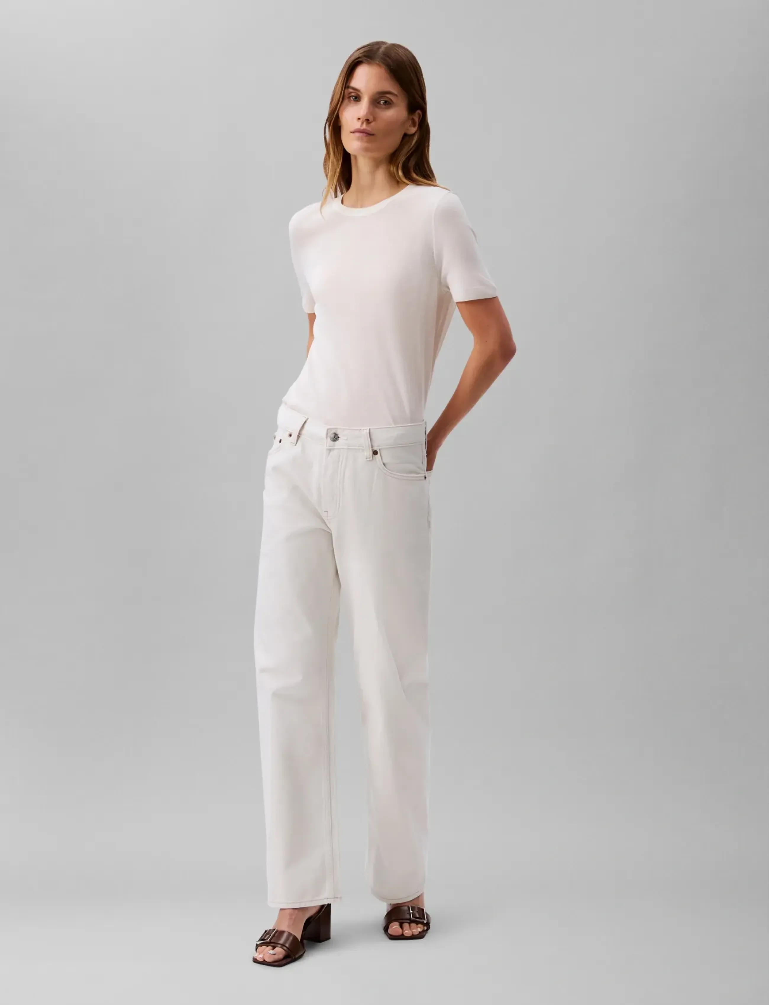 Calvin Klein Jeans SIGNATURE 90s STRAIGHT CHALK - Raka jeans - CHALK WHITE / white