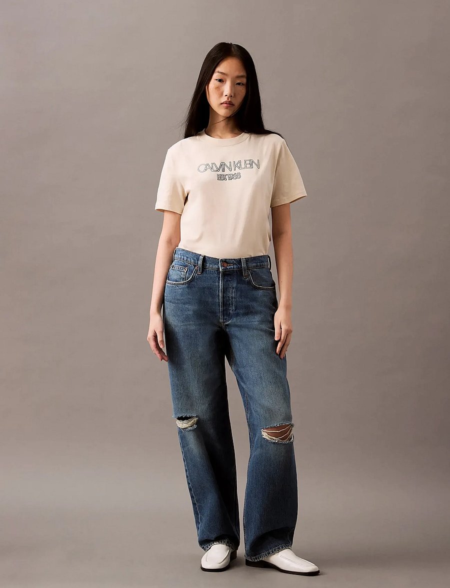 Calvin Klein Jeans - 90S LOOSE VINTAGE RIVER DESTROYE - wide leg jeans - vintage river destroyed - 0