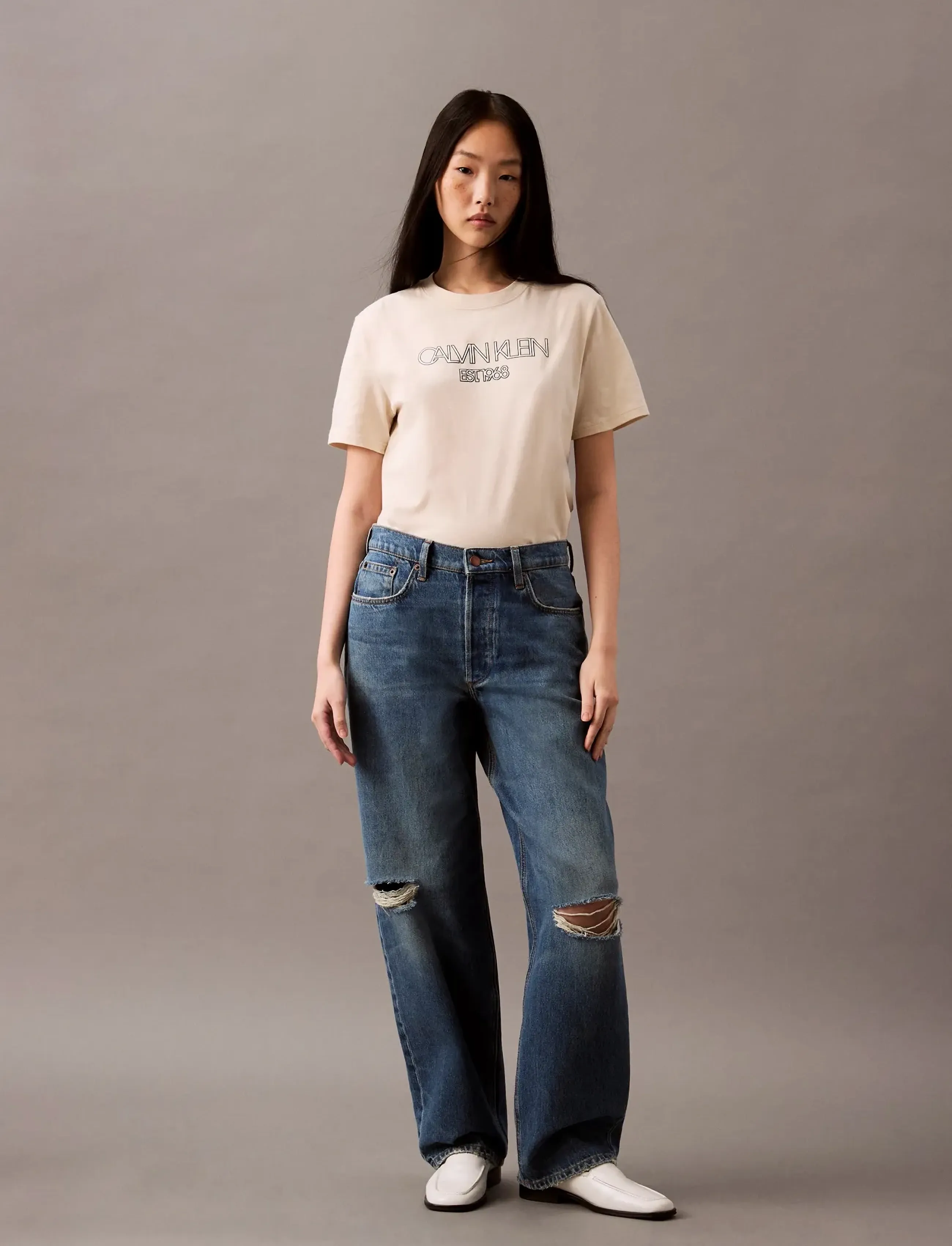 Calvin Klein Jeans 90S LOOSE VINTAGE RIVER DESTROYE - Transitional Layering - VINTAGE RIVER DESTROYED / blue