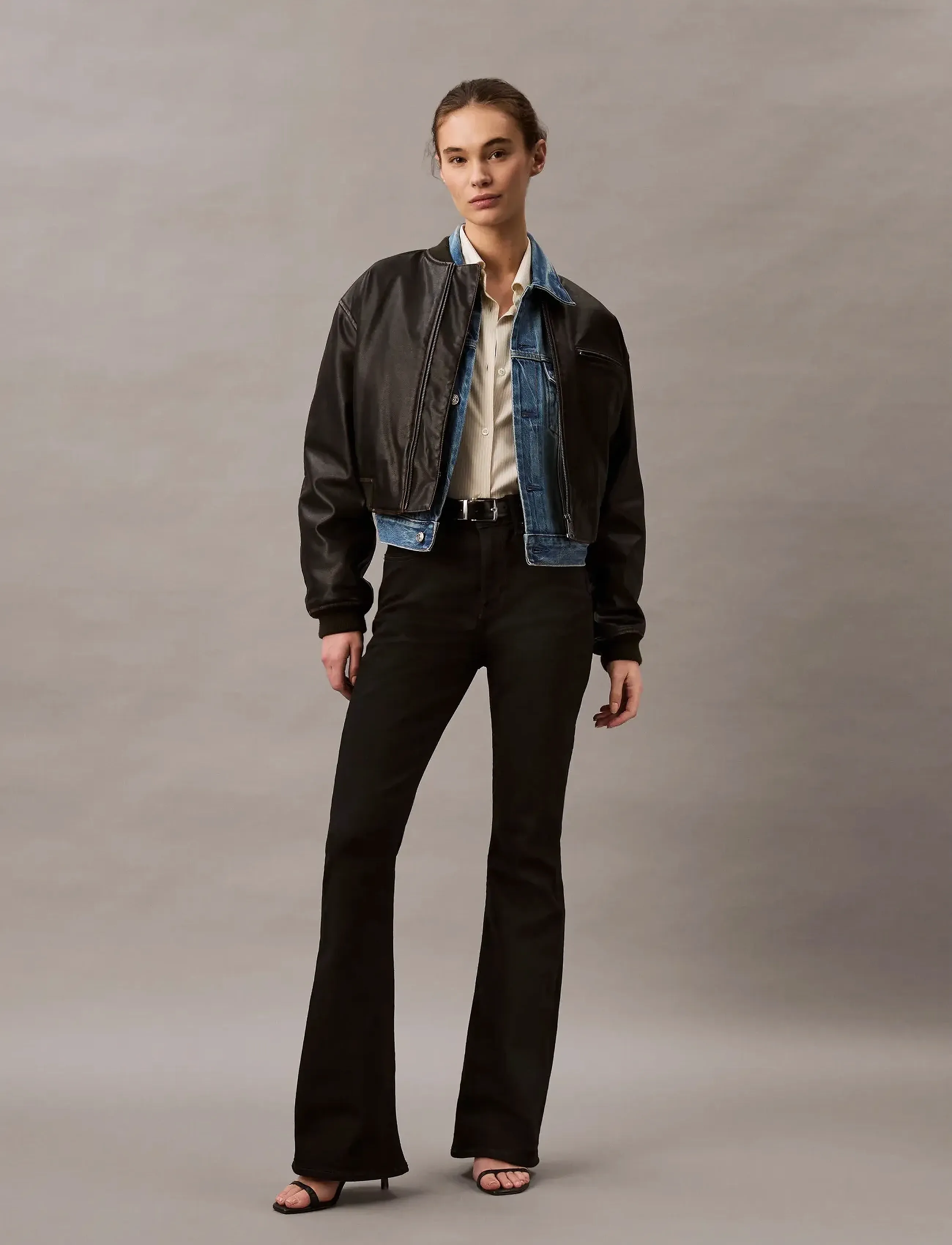 Calvin Klein Jeans HIGH RISE FLARE CK CLASSIC BLACK - Söfn - CK CLASSIC BLACK / black