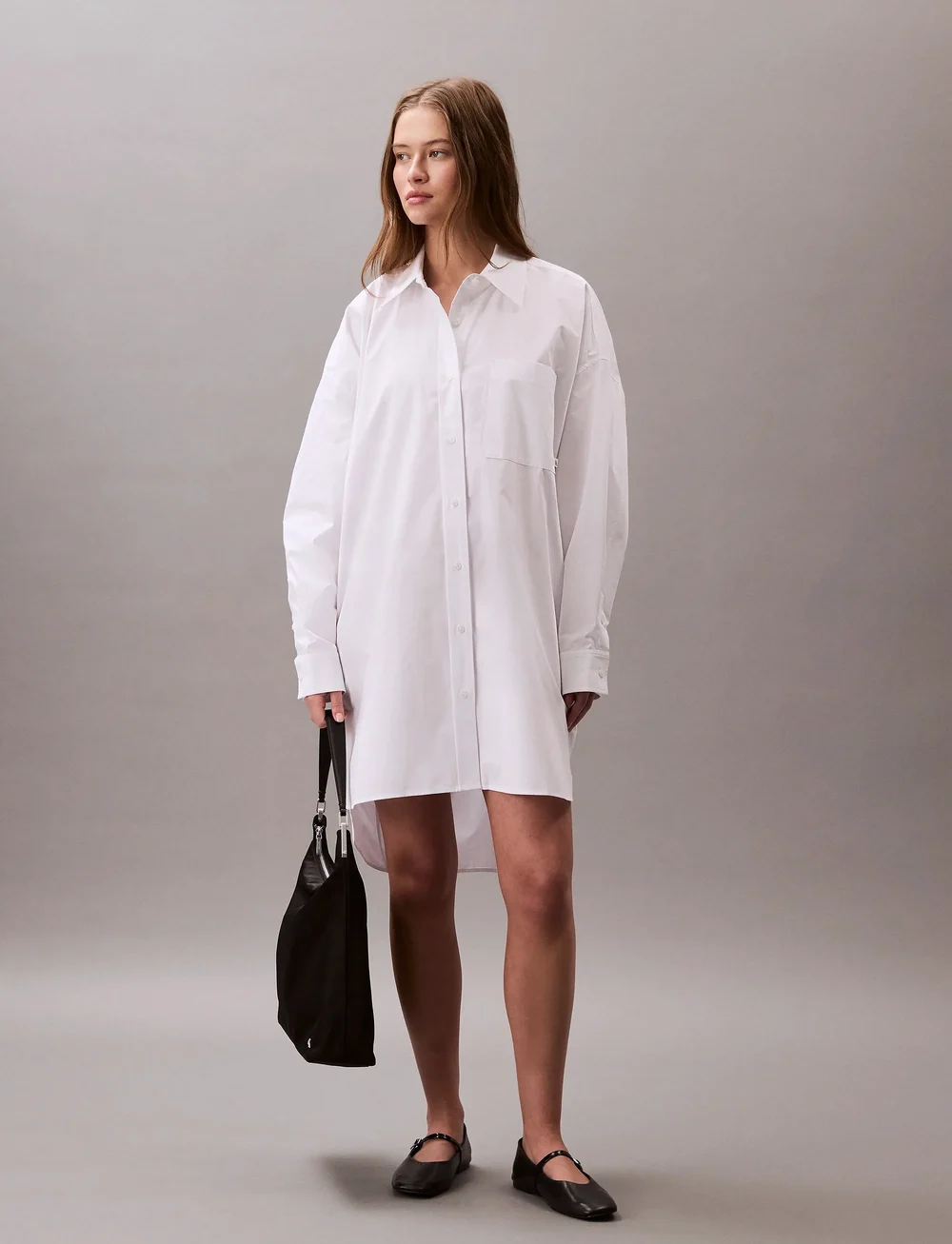 Calvin Klein Jeans - Cotton Oversized Mini Shirtdress - hemdkleider - brilliant white - 0