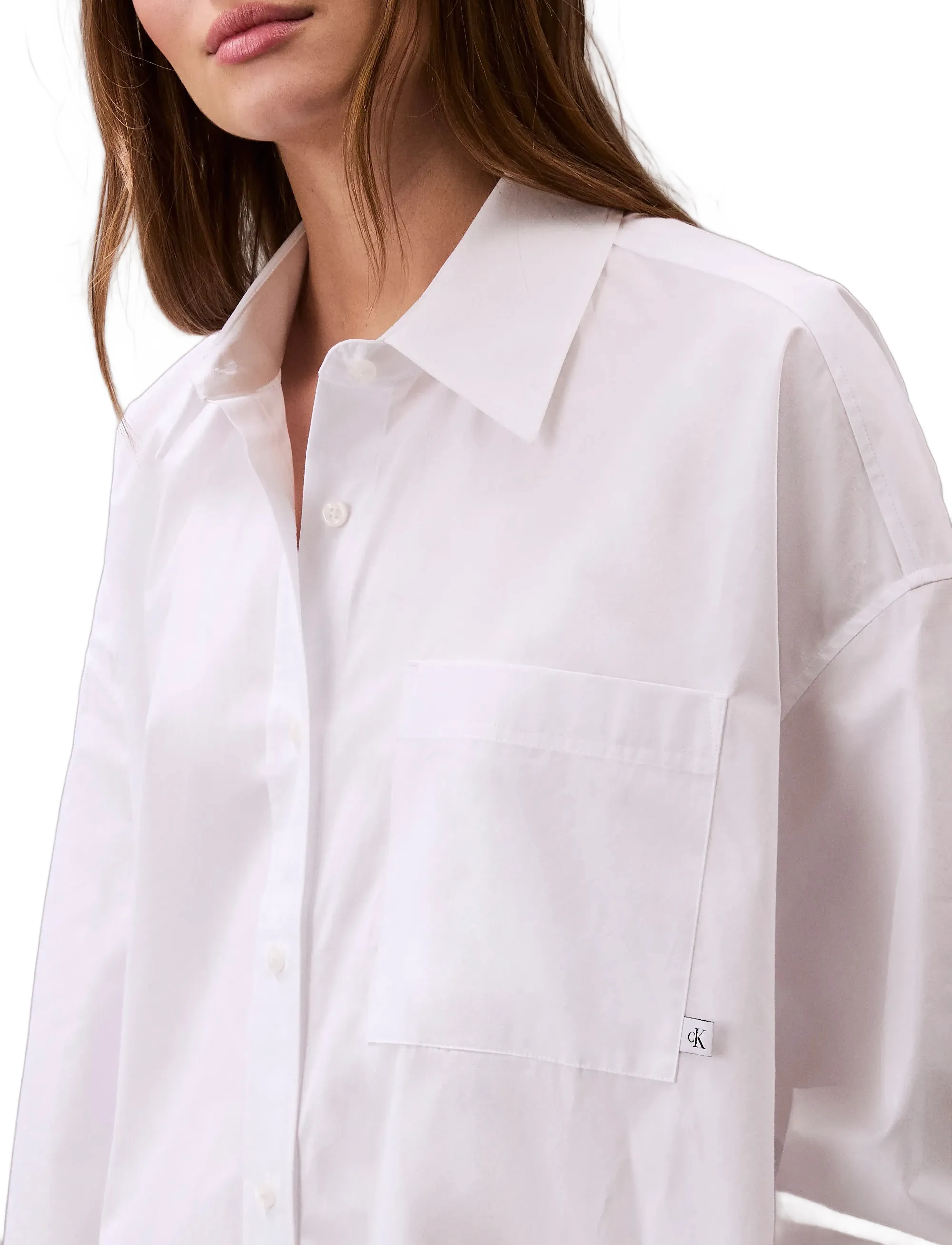 Calvin Klein Jeans - Cotton Oversized Mini Shirtdress - skjortekjoler - brilliant white - 5