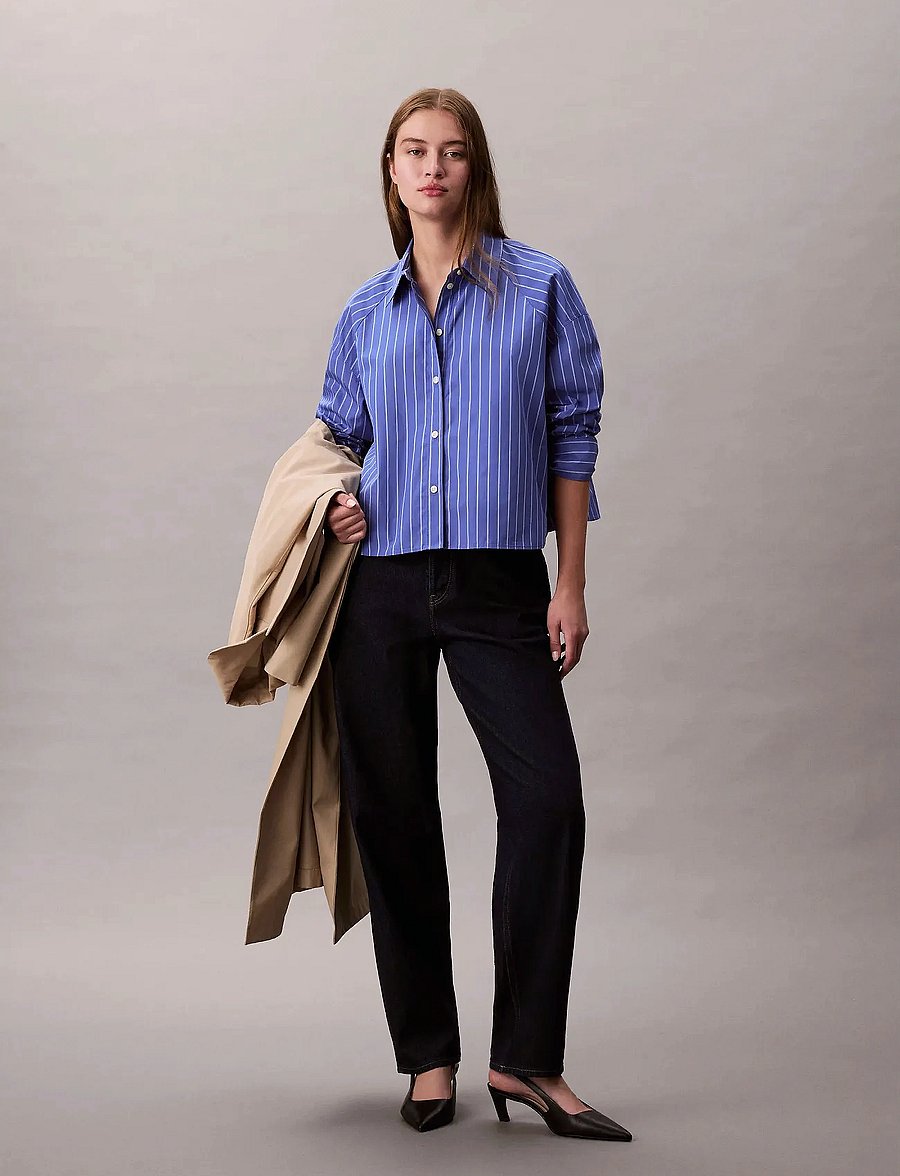 Calvin Klein Jeans - YD STRIPE BOXY CROPPED SHIRT - langärmlige hemden - 19142 csw25s_w015+6_amparo - 0