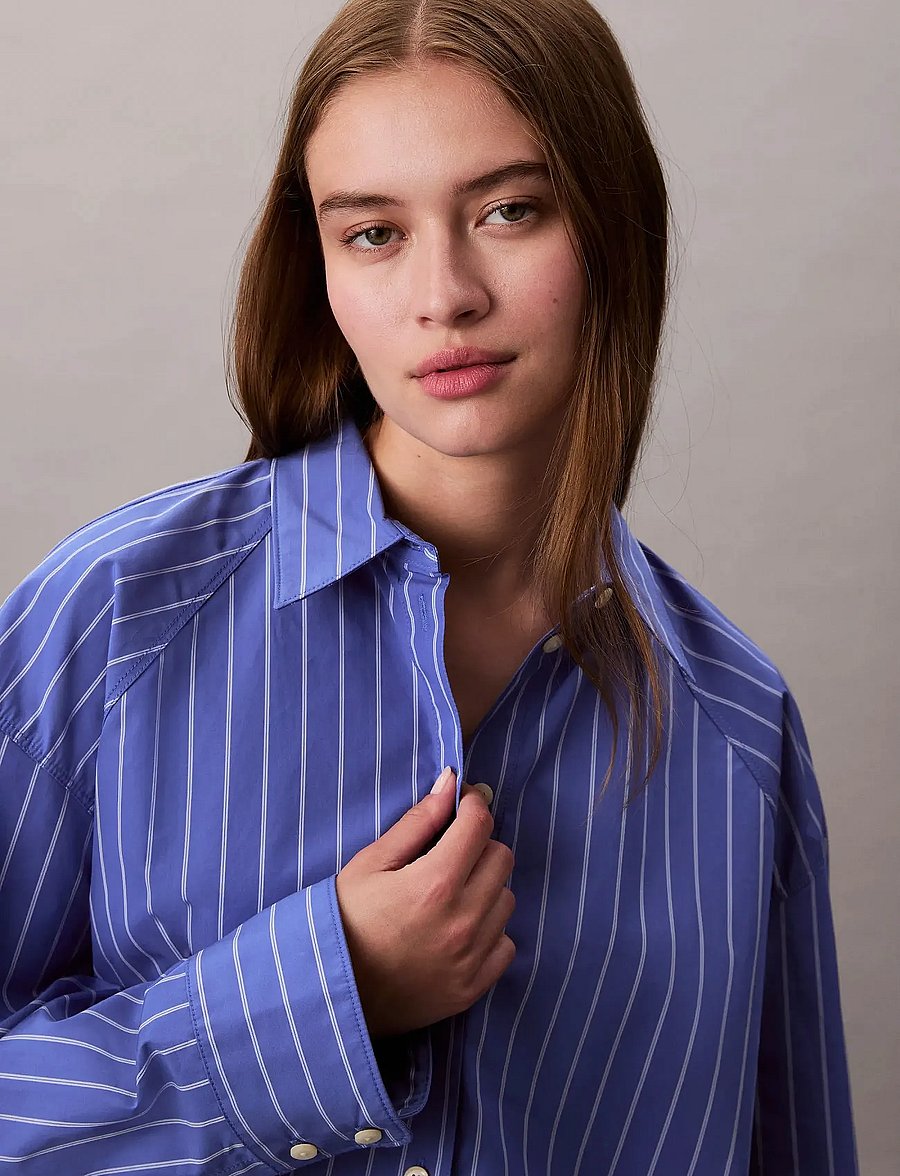 Calvin Klein Jeans - YD STRIPE BOXY CROPPED SHIRT - langärmlige hemden - 19142 csw25s_w015+6_amparo - 3