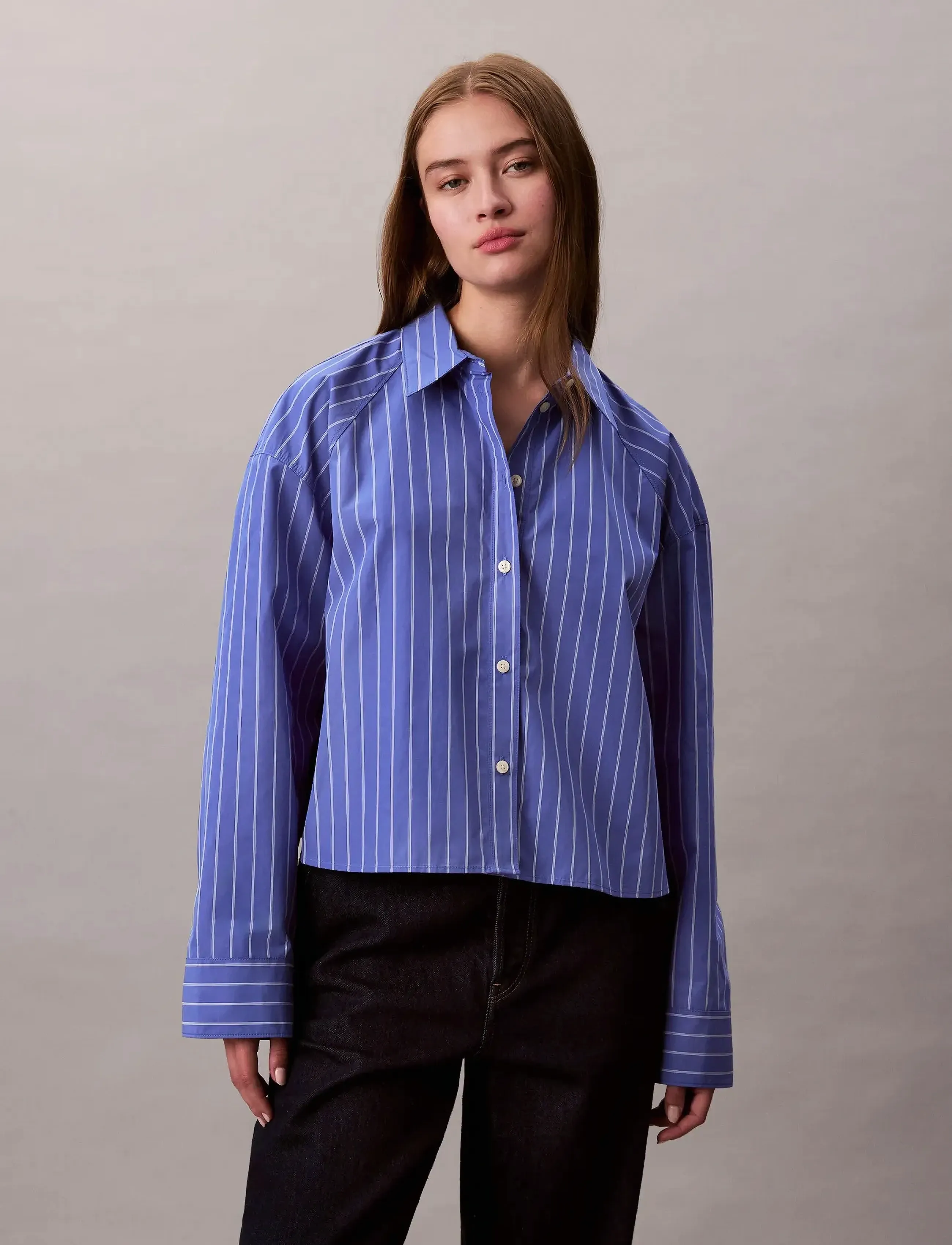 Calvin Klein Jeans - YD STRIPE BOXY CROPPED SHIRT - langærmede skjorter - 19142 csw25s_w015+6_amparo - 4