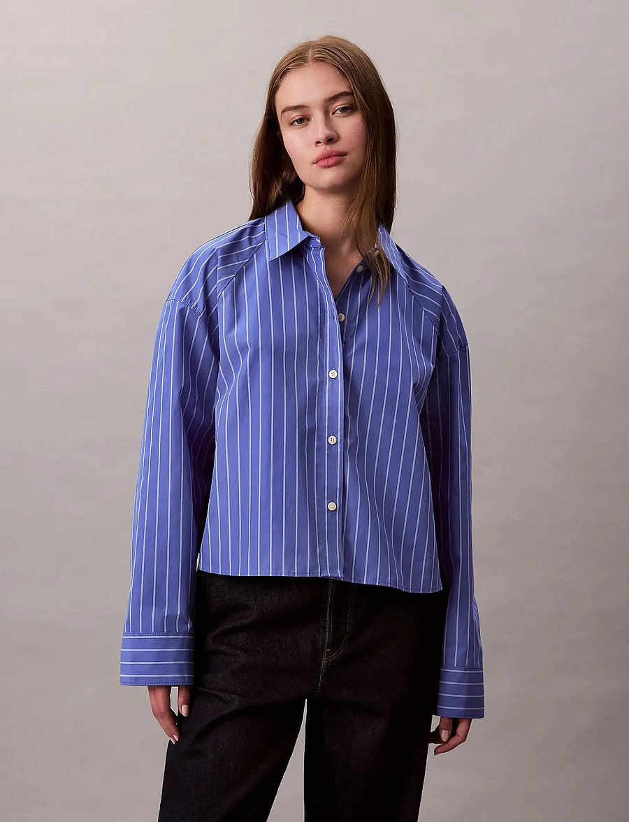Calvin Klein Jeans - YD STRIPE BOXY CROPPED SHIRT - langärmlige hemden - 19142 csw25s_w015+6_amparo - 4