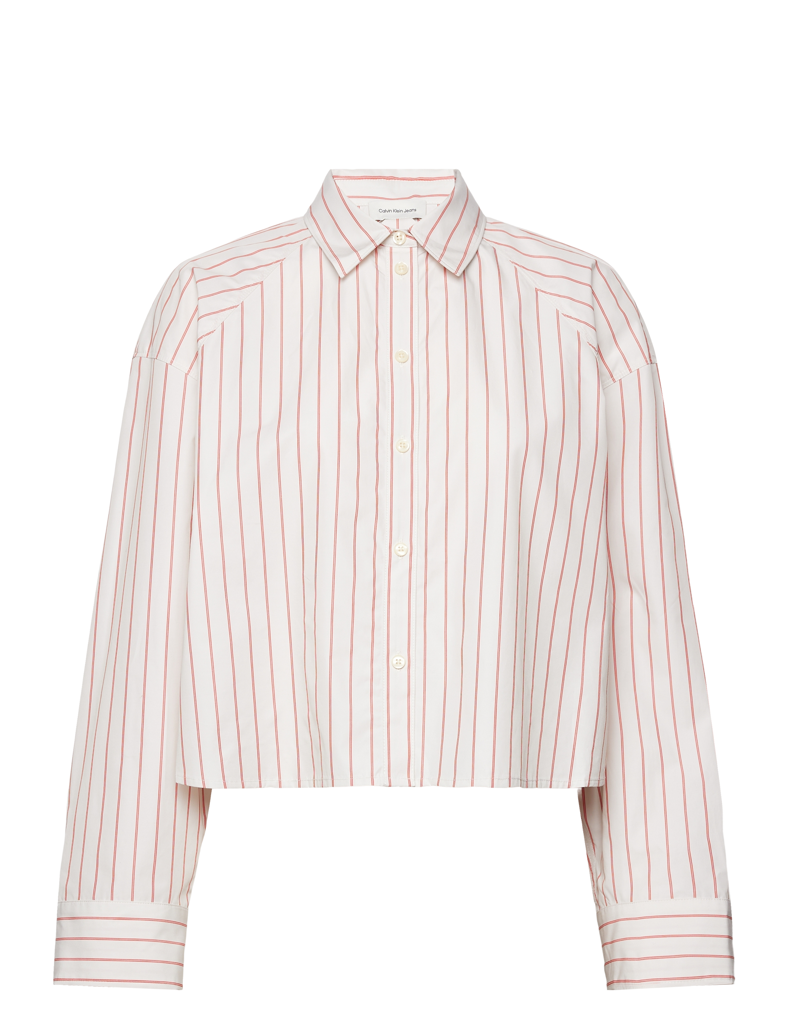 Calvin Klein Jeans YD STRIPE BOXY CROPPED SHIRT - Transitional Layering - 19142 CSW25S_W015+3_CHALK / pink/rose
