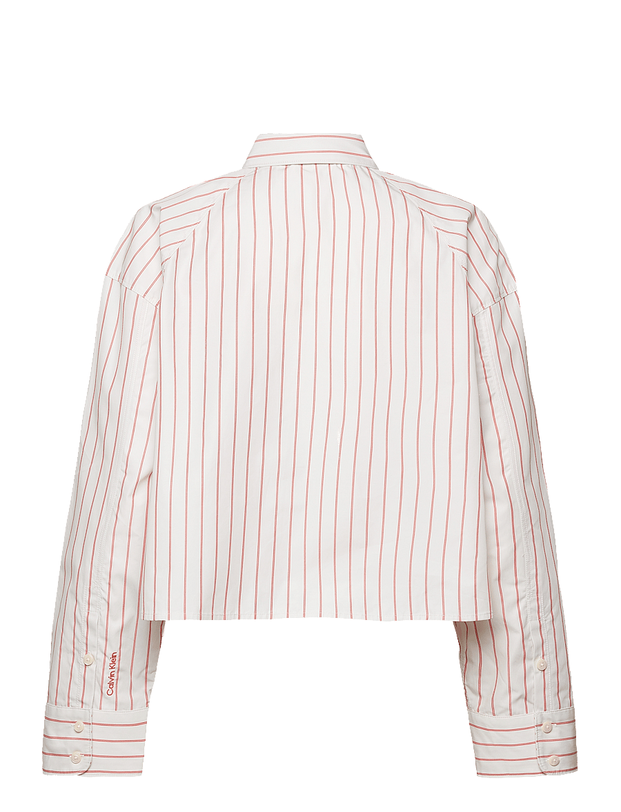 Calvin Klein Jeans - YD STRIPE BOXY CROPPED SHIRT - langärmlige hemden - 19142 csw25s_w015+3_chalk - 2