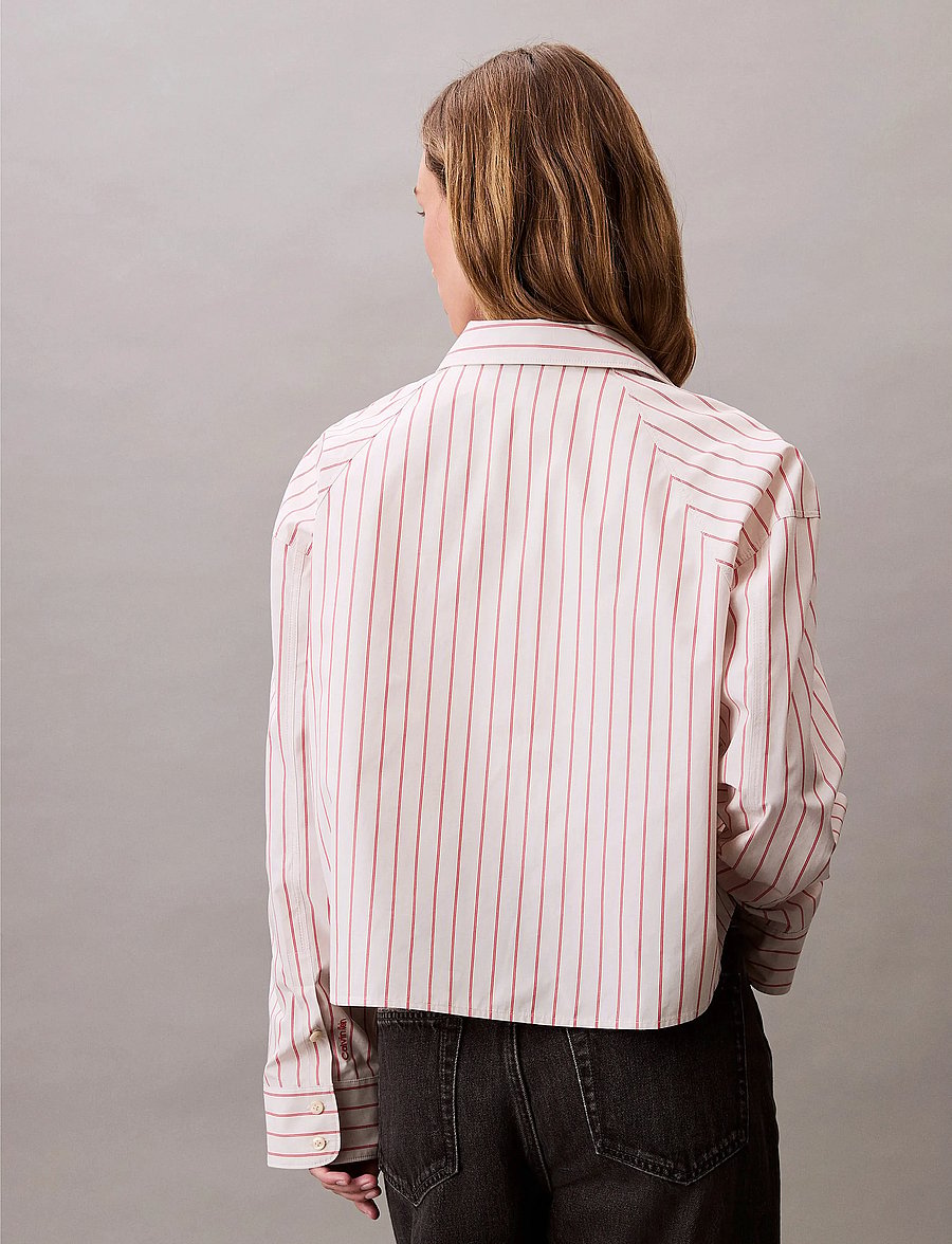 Calvin Klein Jeans - YD STRIPE BOXY CROPPED SHIRT - langärmlige hemden - 19142 csw25s_w015+3_chalk - 3