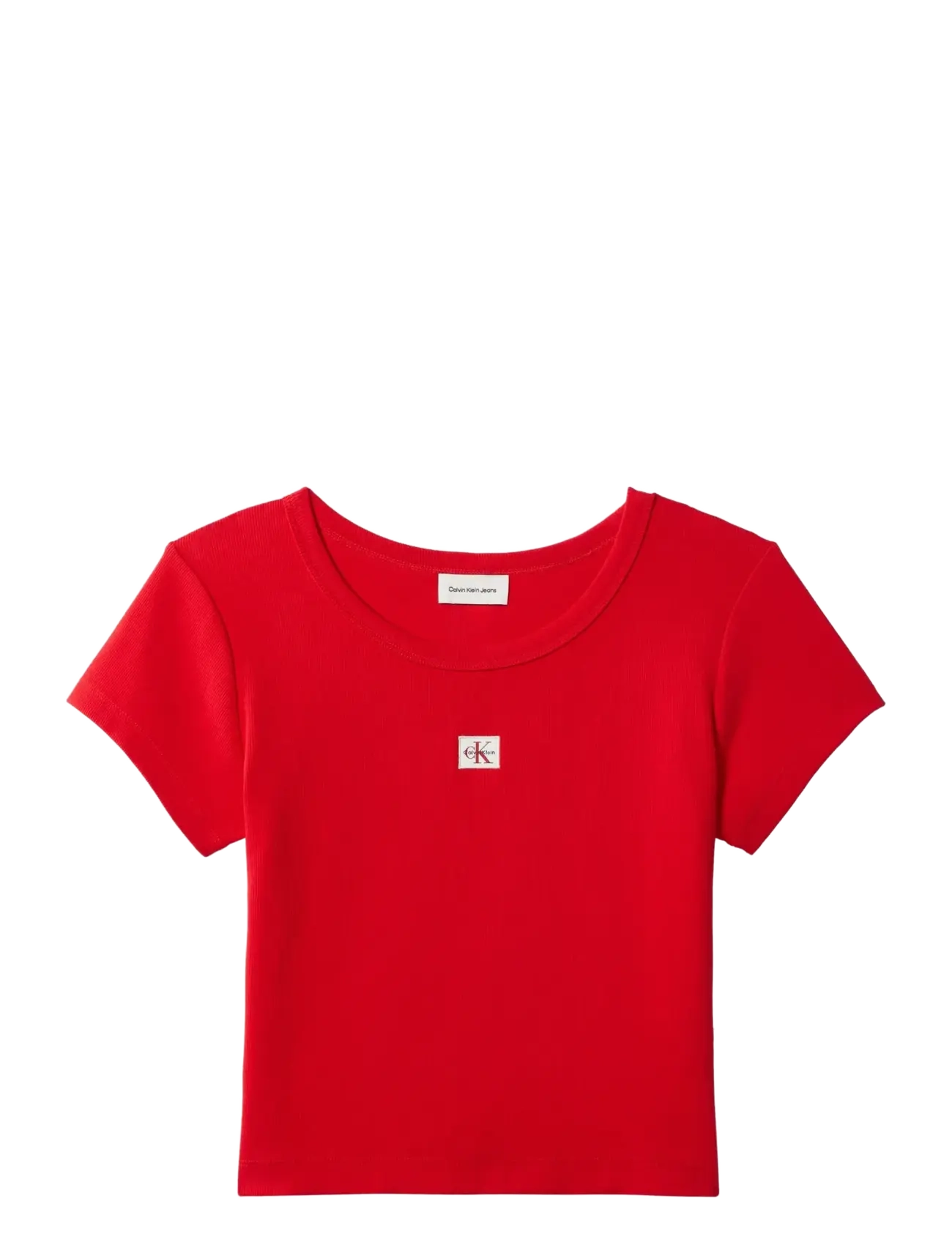 Calvin Klein Jeans WOVEN LABEL 2X2 BABY RIB BABY TE - Nyheder - AGED REDWOOD / red