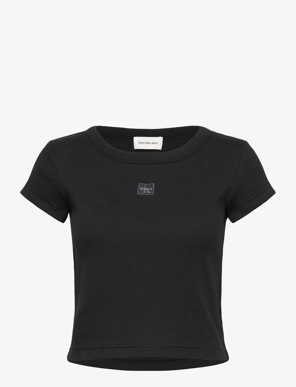 Calvin Klein Jeans - A- WOVEN LABEL 2X2 RIB BABY TEE - t-shirts - black - 1