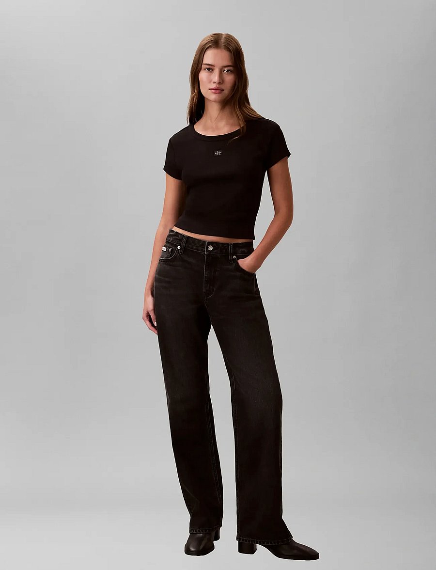 Calvin Klein Jeans - SS HERITAGE LABEL BABY TEE - lühikesed topid - black - 0