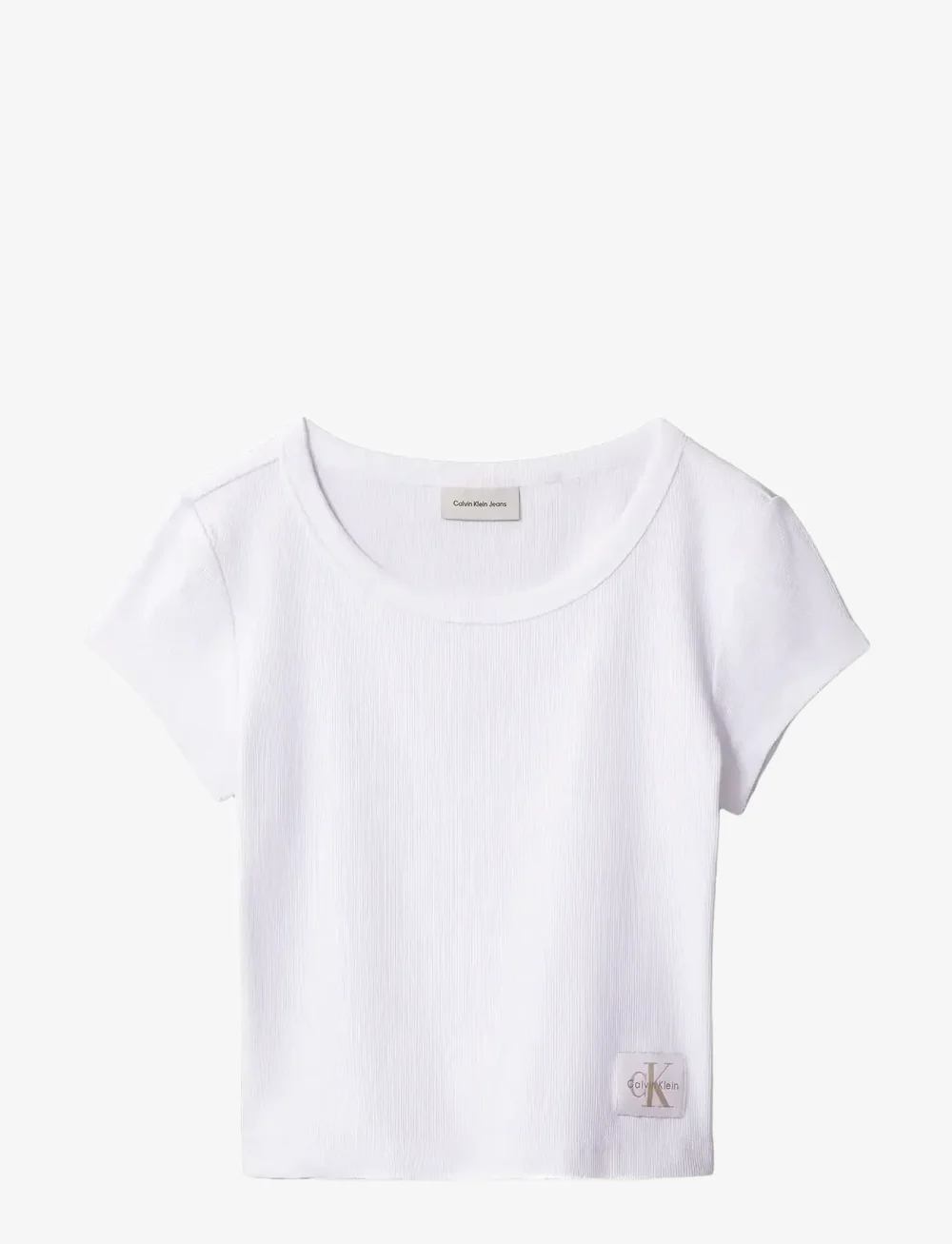 Calvin Klein Jeans - A- WOVEN LABEL 2X2 RIB BABY TEE - t-shirts - brilliant white - 1