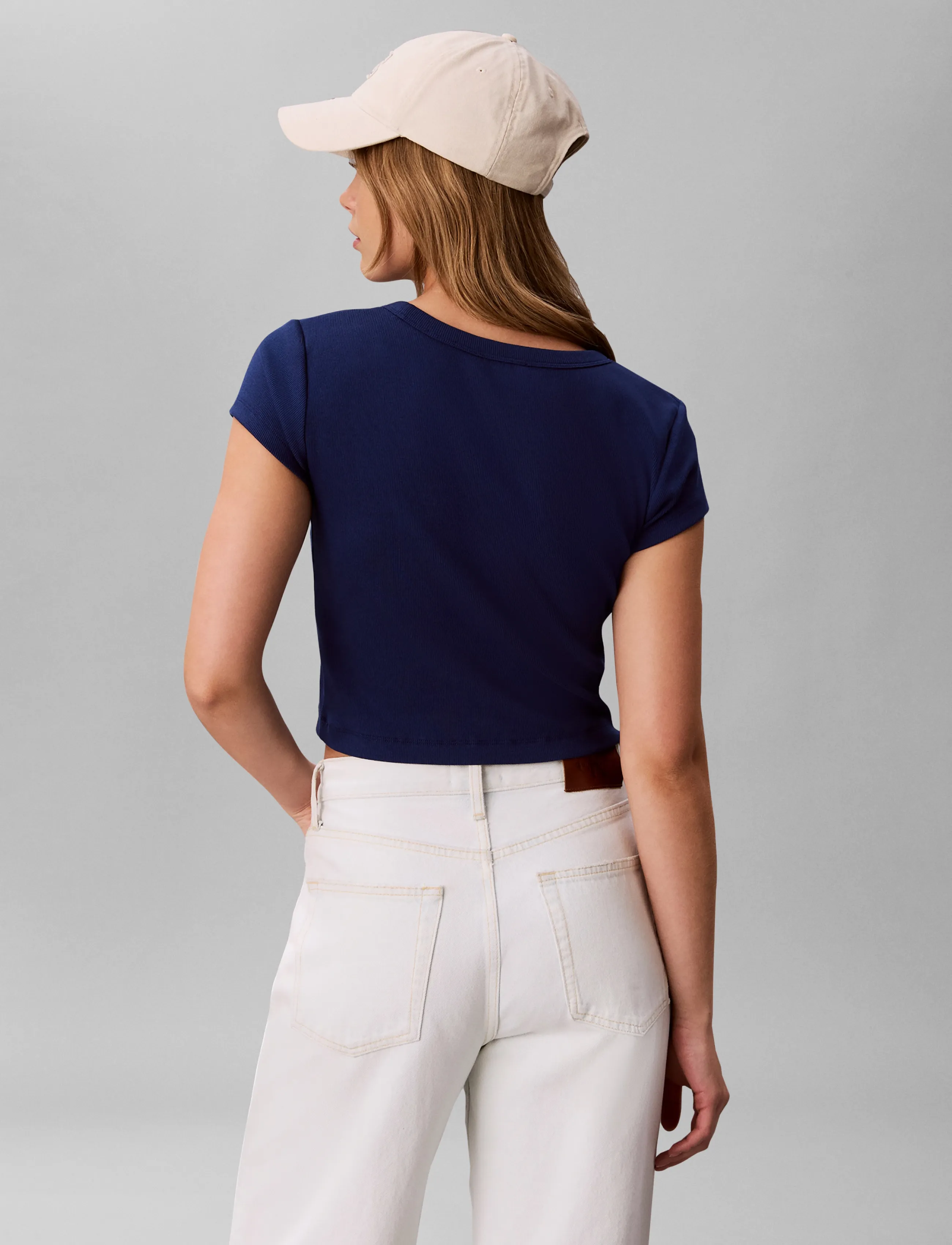 Calvin Klein Jeans - SS HERITAGE LABEL BABY TEE - crop tops - estate blue - 2