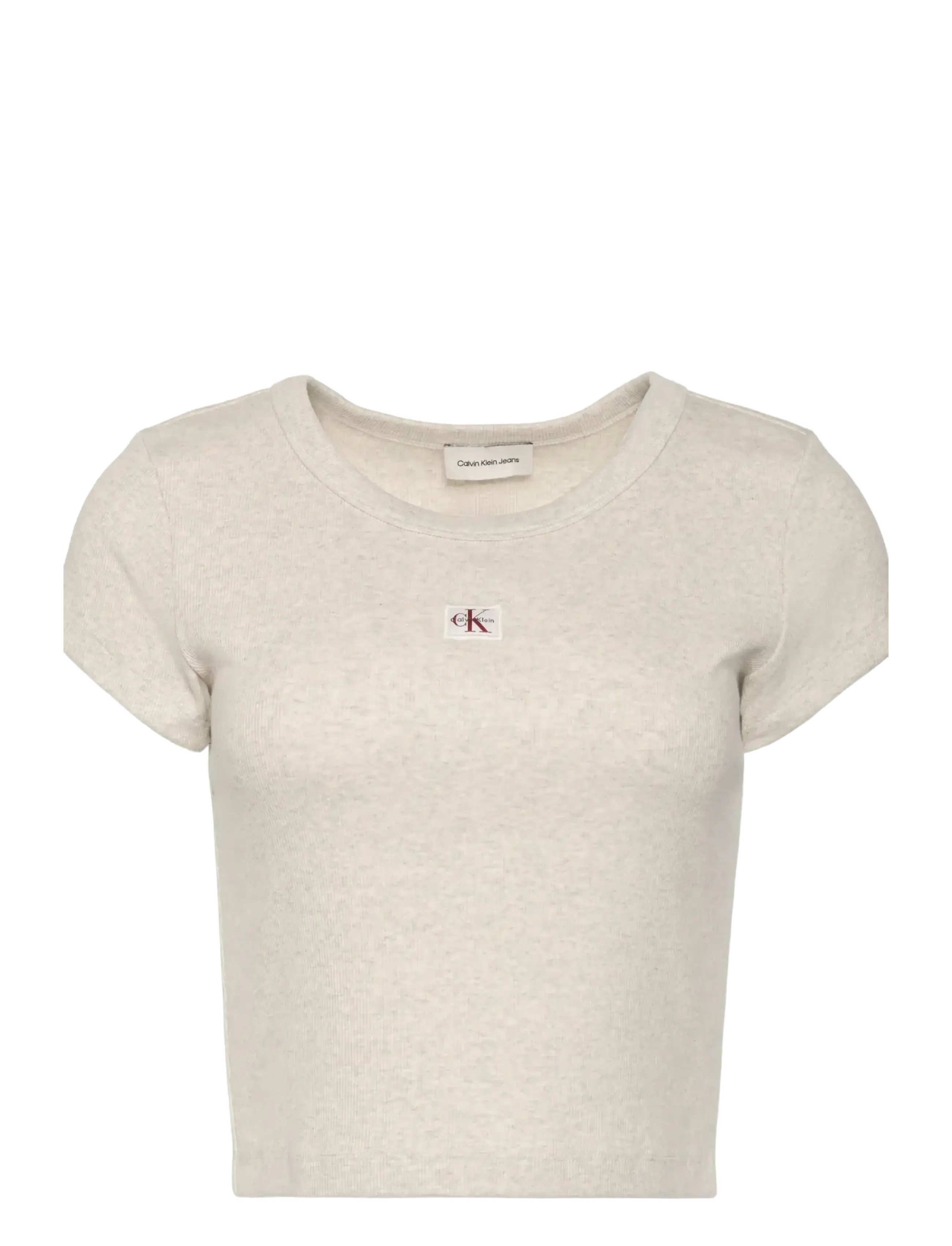 Calvin Klein Jeans WOVEN LABEL 2X2 BABY RIB BABY TE - Clothing - VANILLA HEATHER / beige