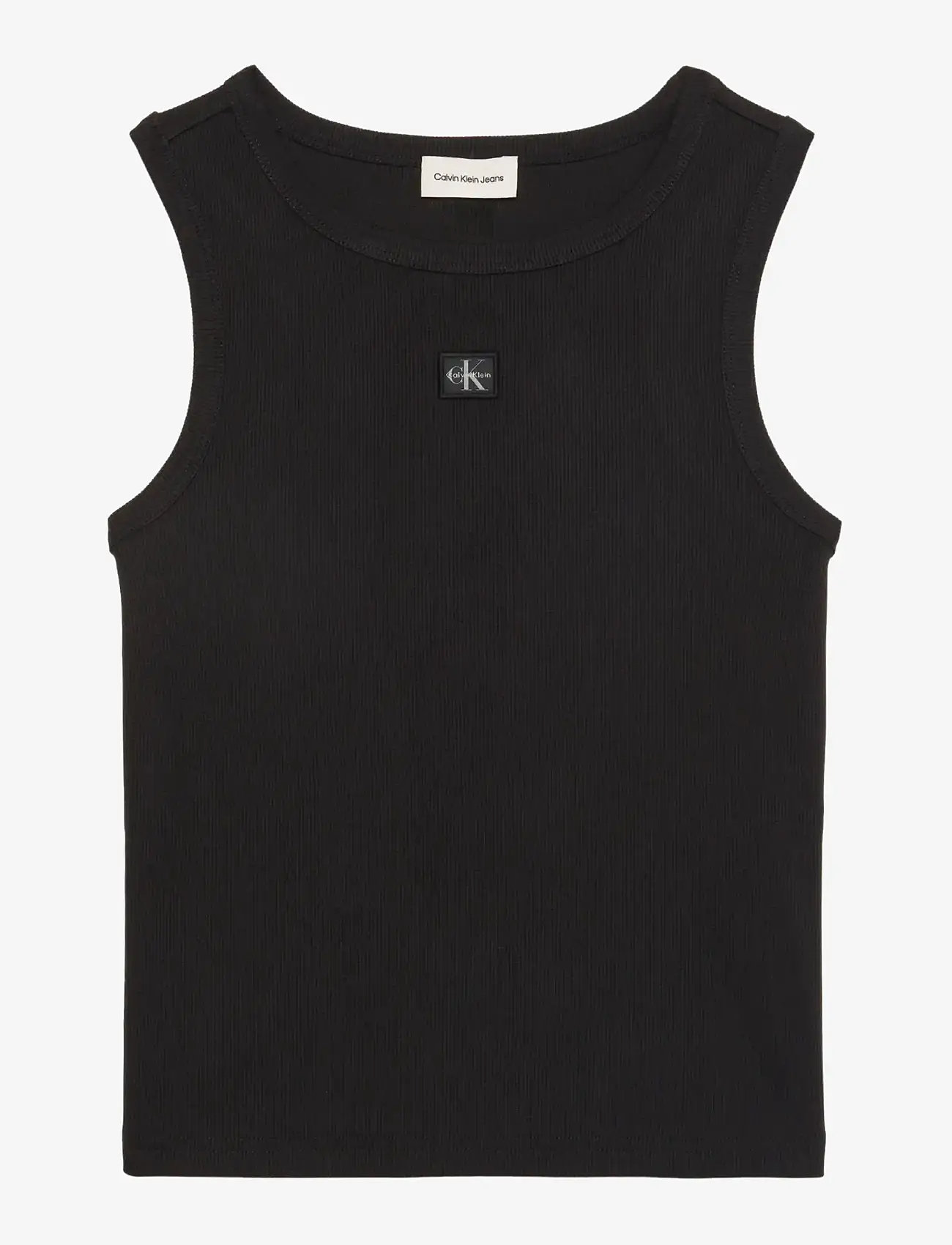 Calvin Klein Jeans - WOVEN LABEL 2X2 BABY RIB TANK - linnen - black - 1