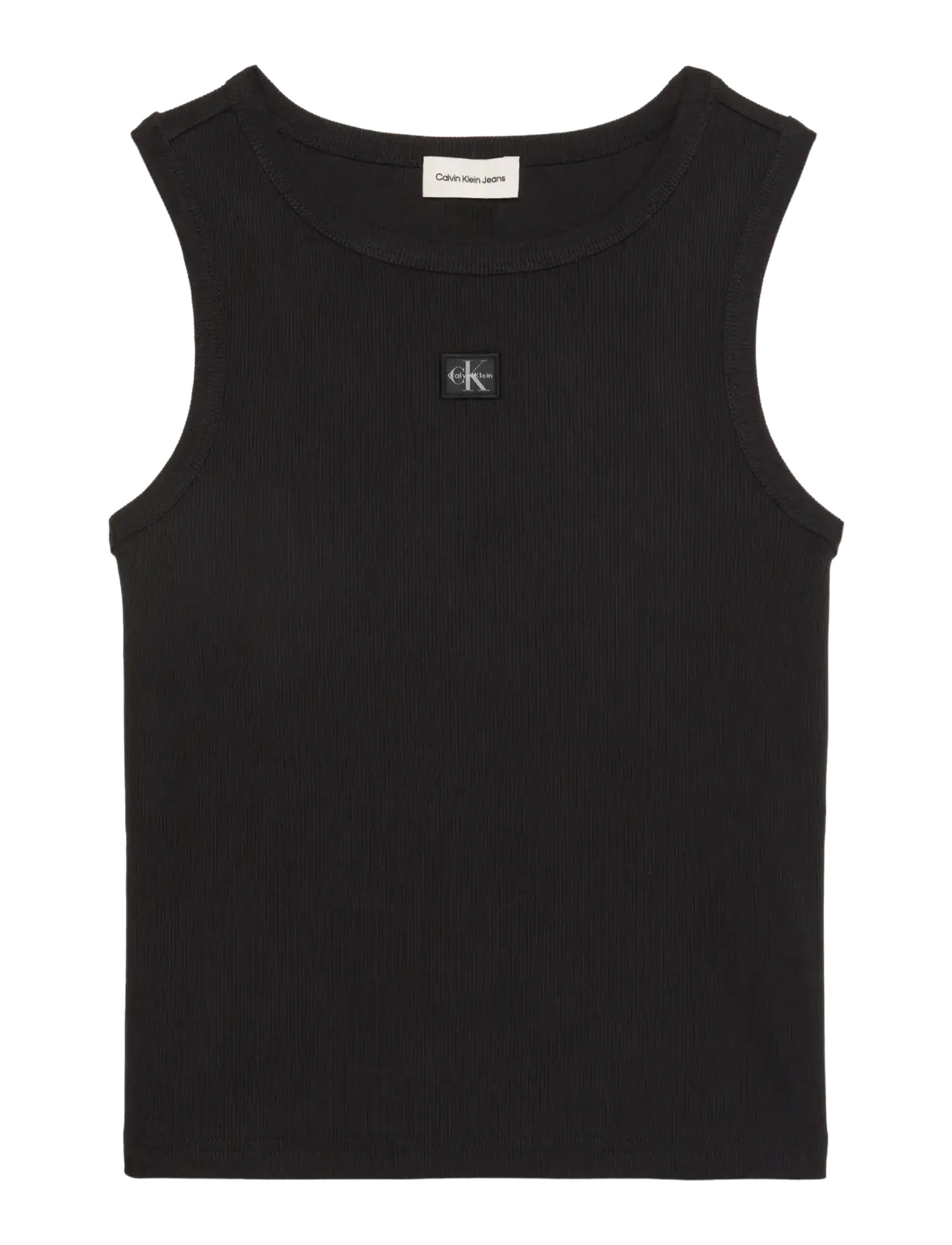 Calvin Klein Jeans WOVEN LABEL 2X2 BABY RIB TANK - Kläder - BLACK / black