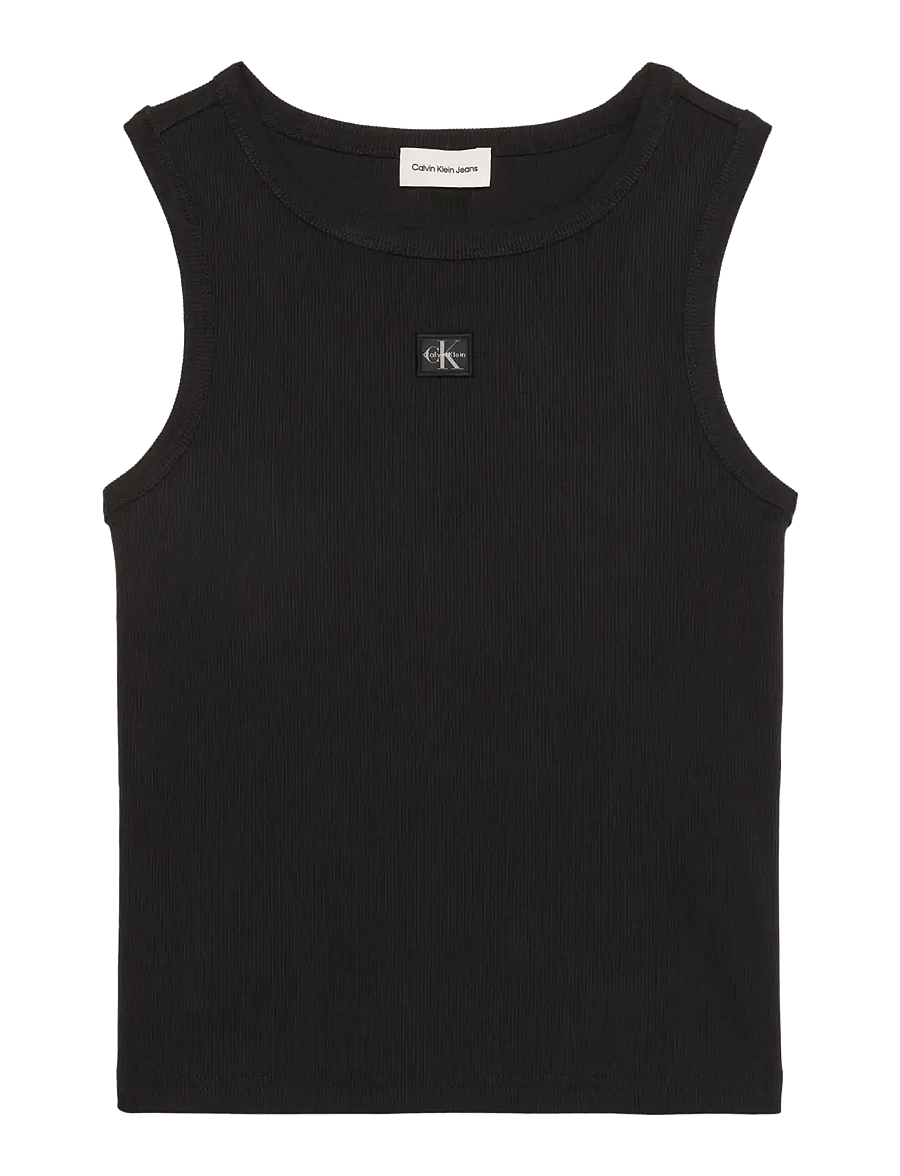 Calvin Klein Jeans - HERITAGE LABEL 2X2 BABY RIB TANK - linnen - black - 1