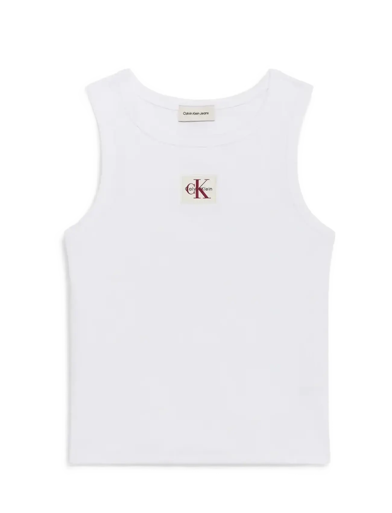Calvin Klein Jeans WOVEN LABEL 2X2 BABY RIB TANK - Nyheder - BRIGHT WHITE / white